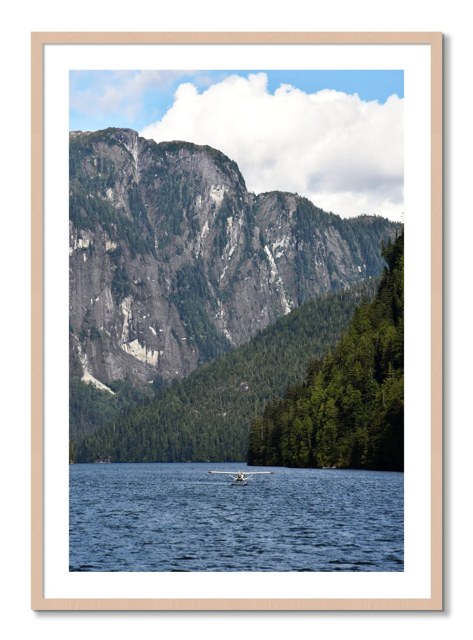 Framed photograph of Fjord Flight by Dylan Ozanich, Maple frame, Borders