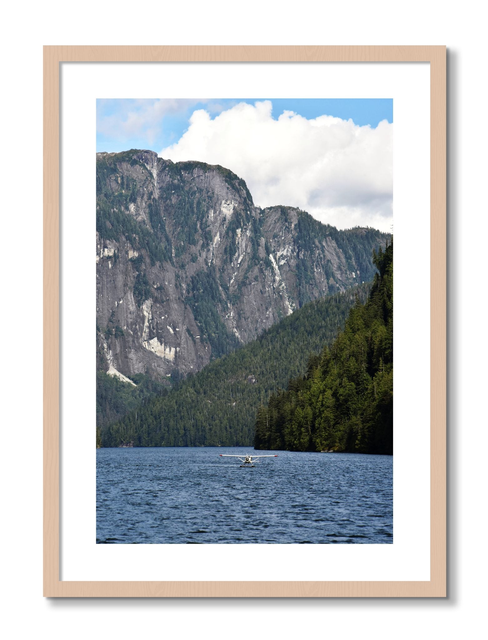 Framed photograph of Fjord Flight by Dylan Ozanich, Maple frame, Borders