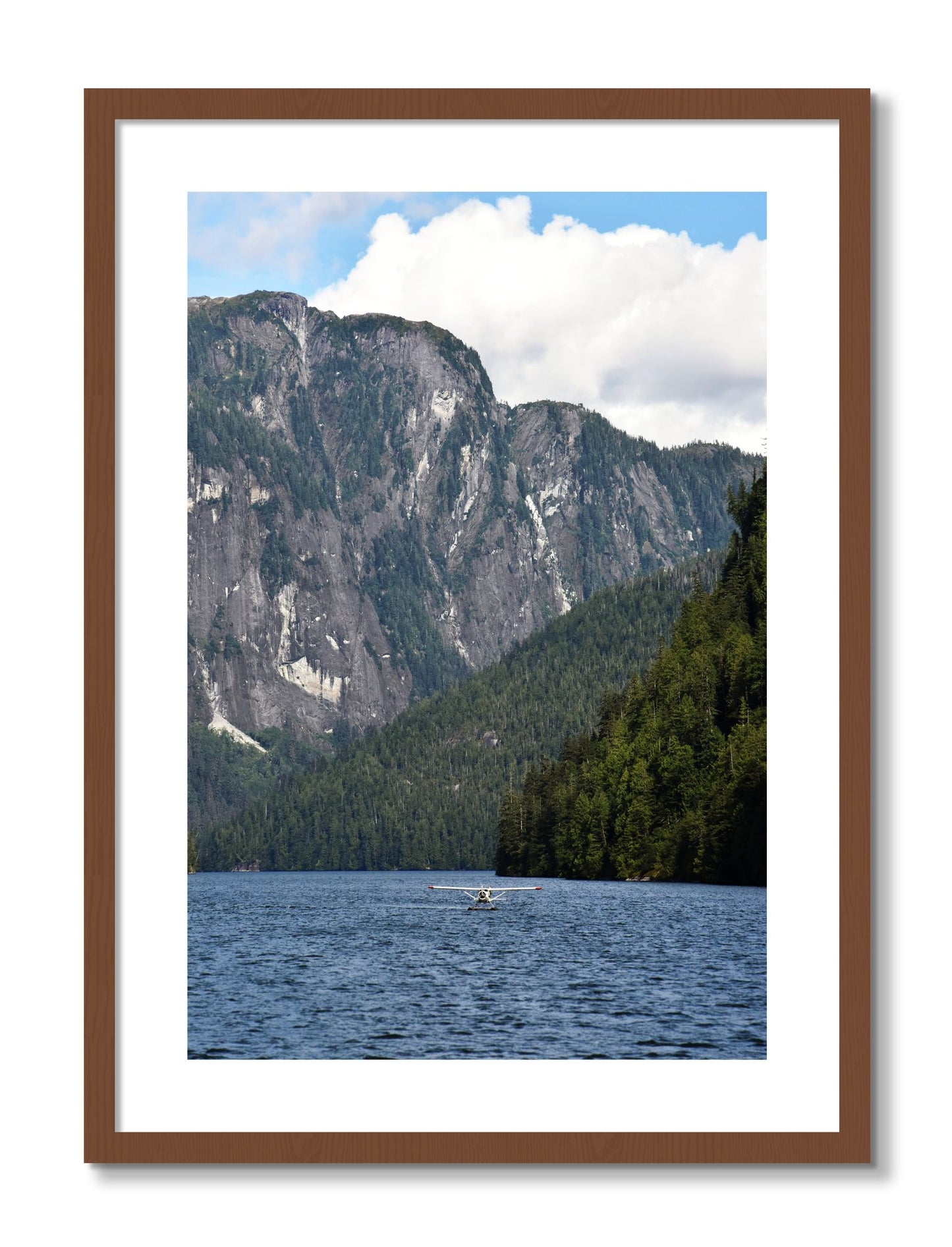 Framed photograph of Fjord Flight by Dylan Ozanich, Walnut frame, Borders