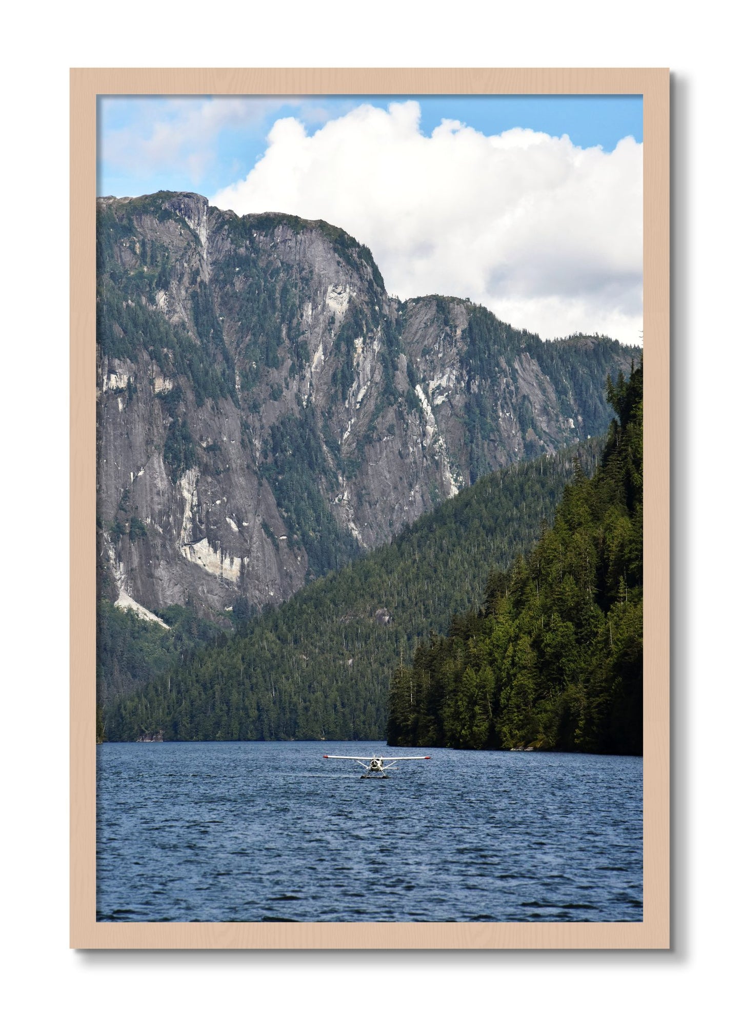 Framed photograph of Fjord Flight by Dylan Ozanich, Maple frame, Full Bleed
