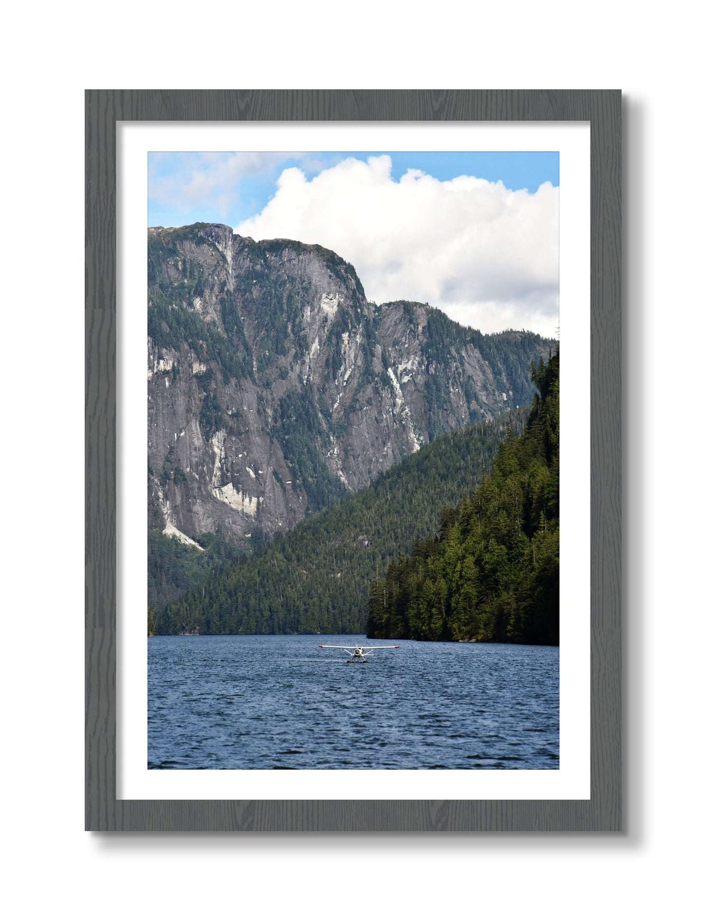 Framed photograph of Fjord Flight by Dylan Ozanich, Grey frame, Borders