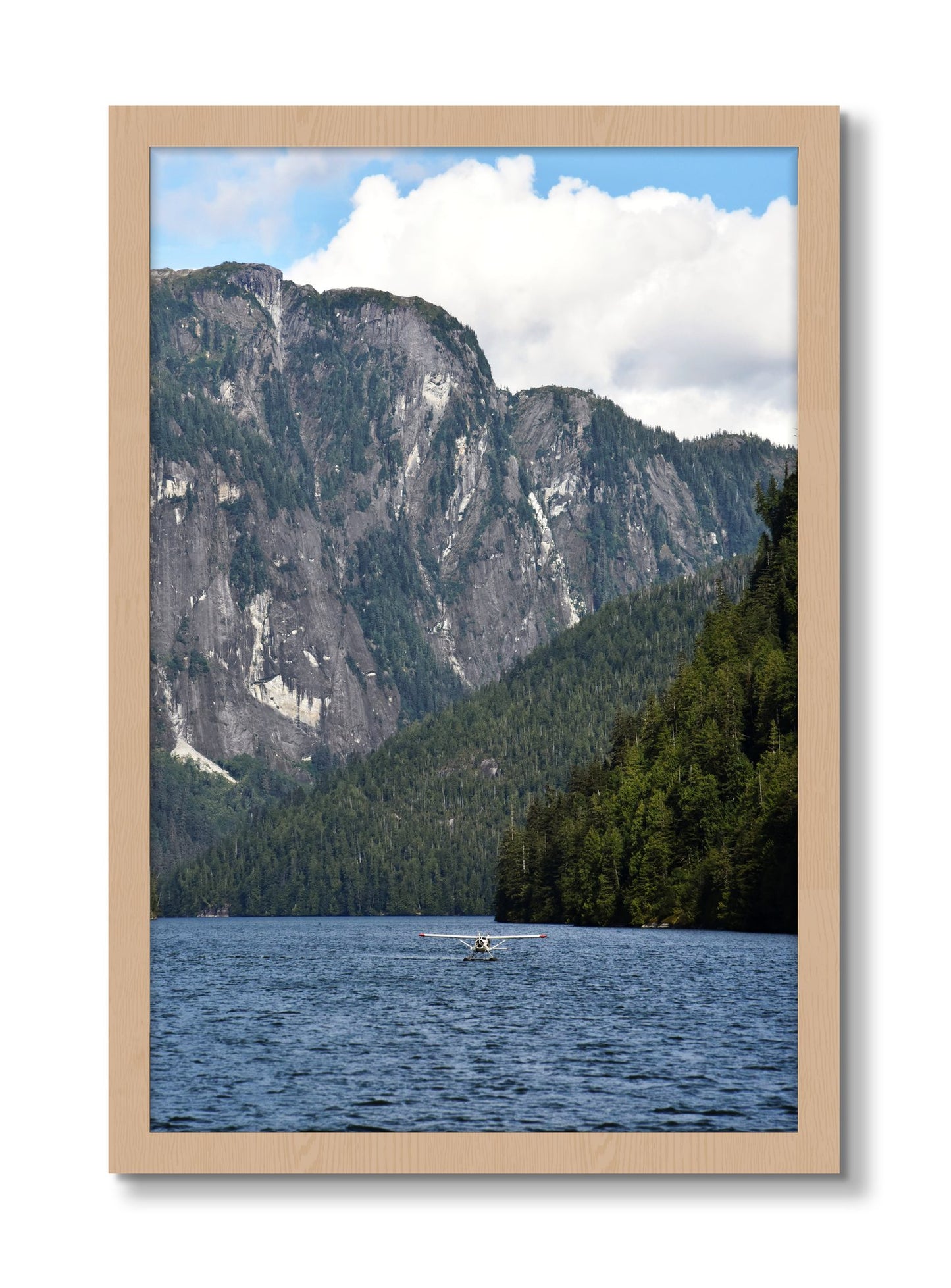 Framed photograph of Fjord Flight by Dylan Ozanich, Oak frame, Full Bleed