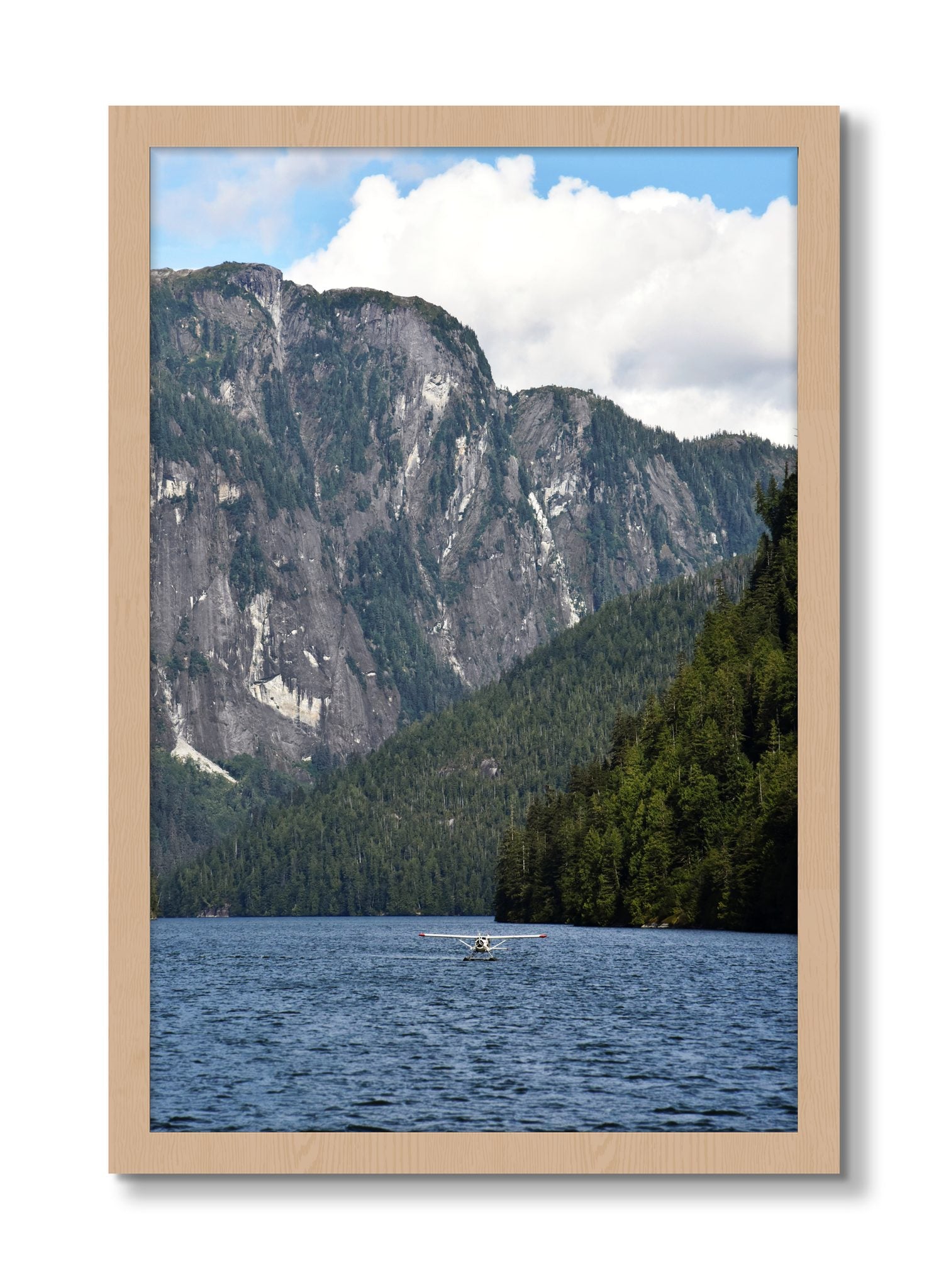 Framed photograph of Fjord Flight by Dylan Ozanich, Oak frame, Full Bleed