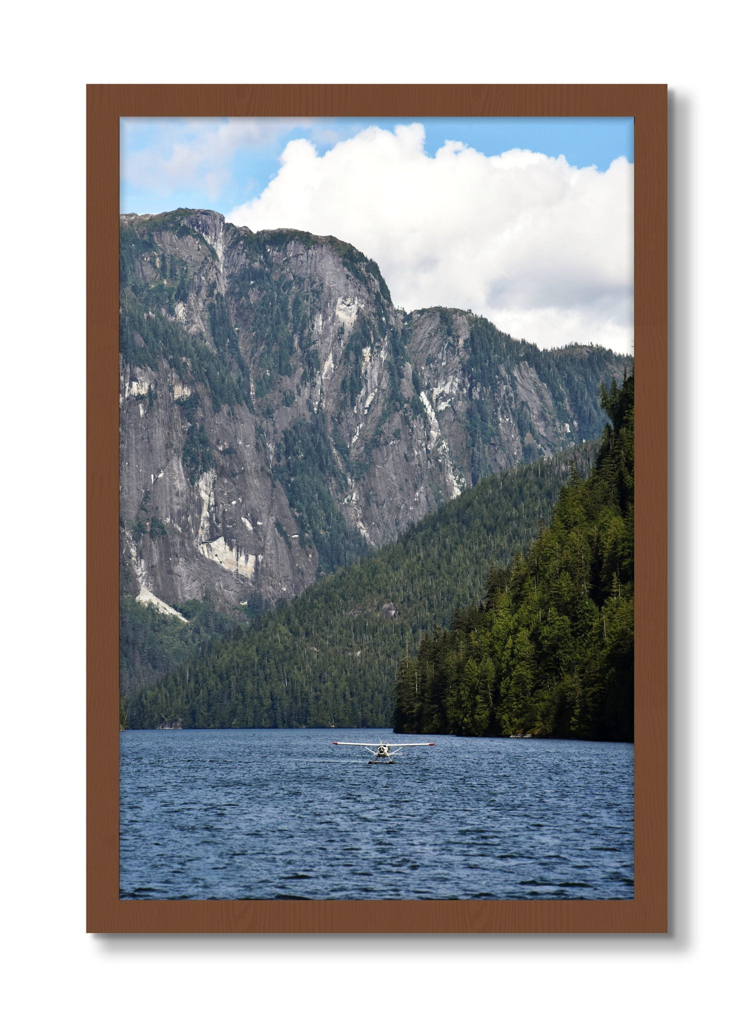 Framed photograph of Fjord Flight by Dylan Ozanich, Walnut frame, Full Bleed