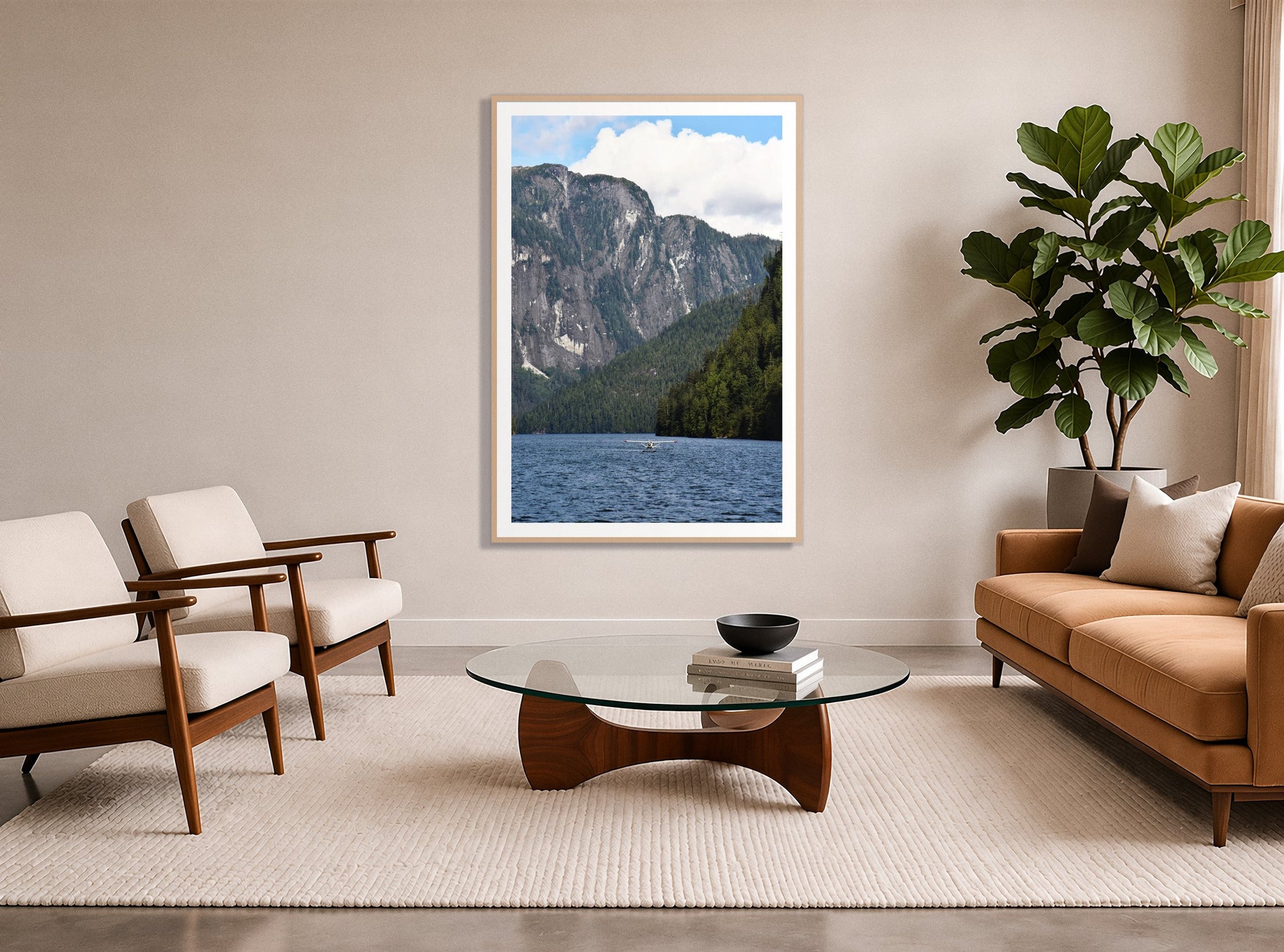 Framed photograph of Fjord Flight by Dylan Ozanich displayed on a wall