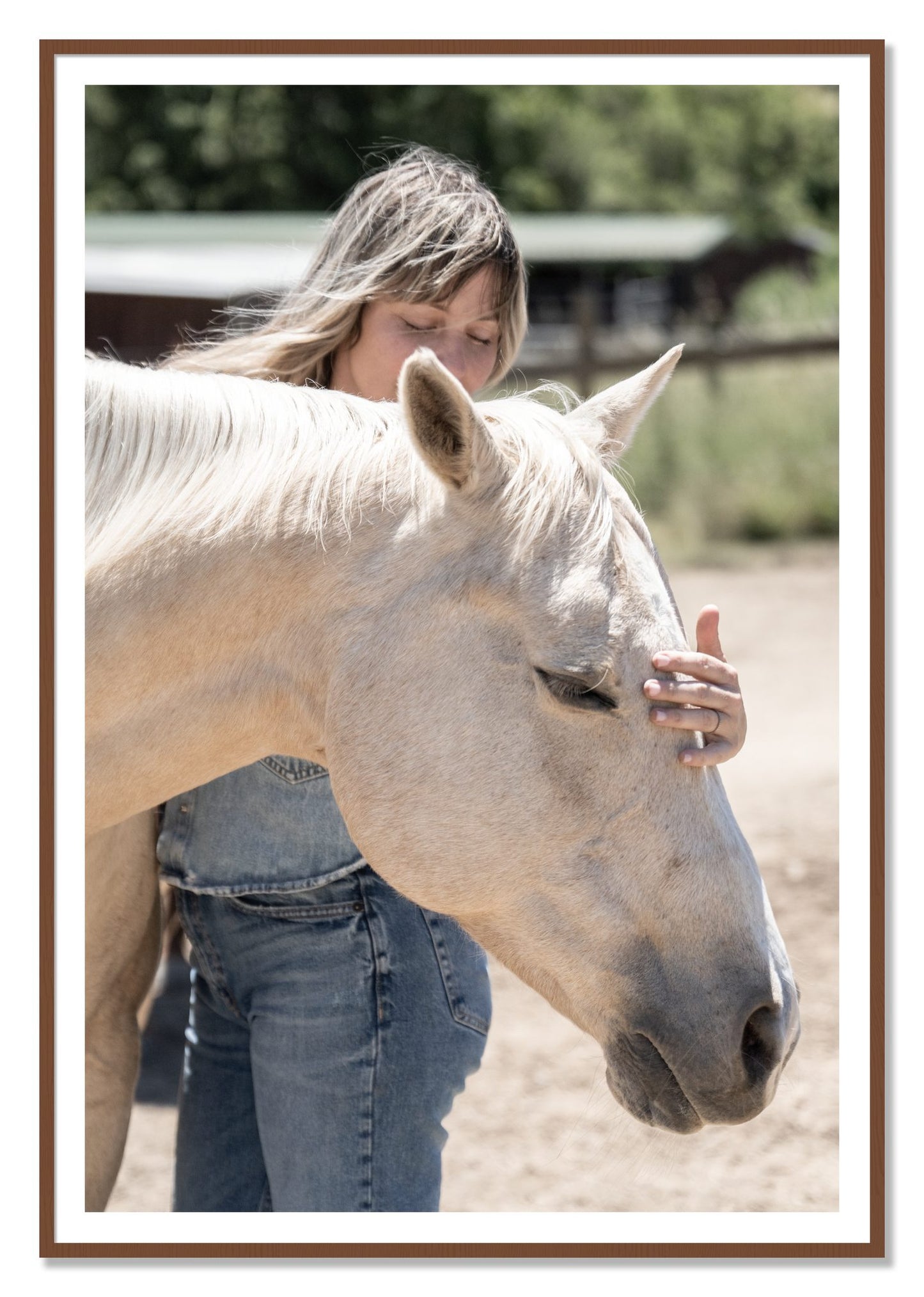 Gentle Touch by Dylan Ozanich, 48×72 print with a White Border in a Walnut frame