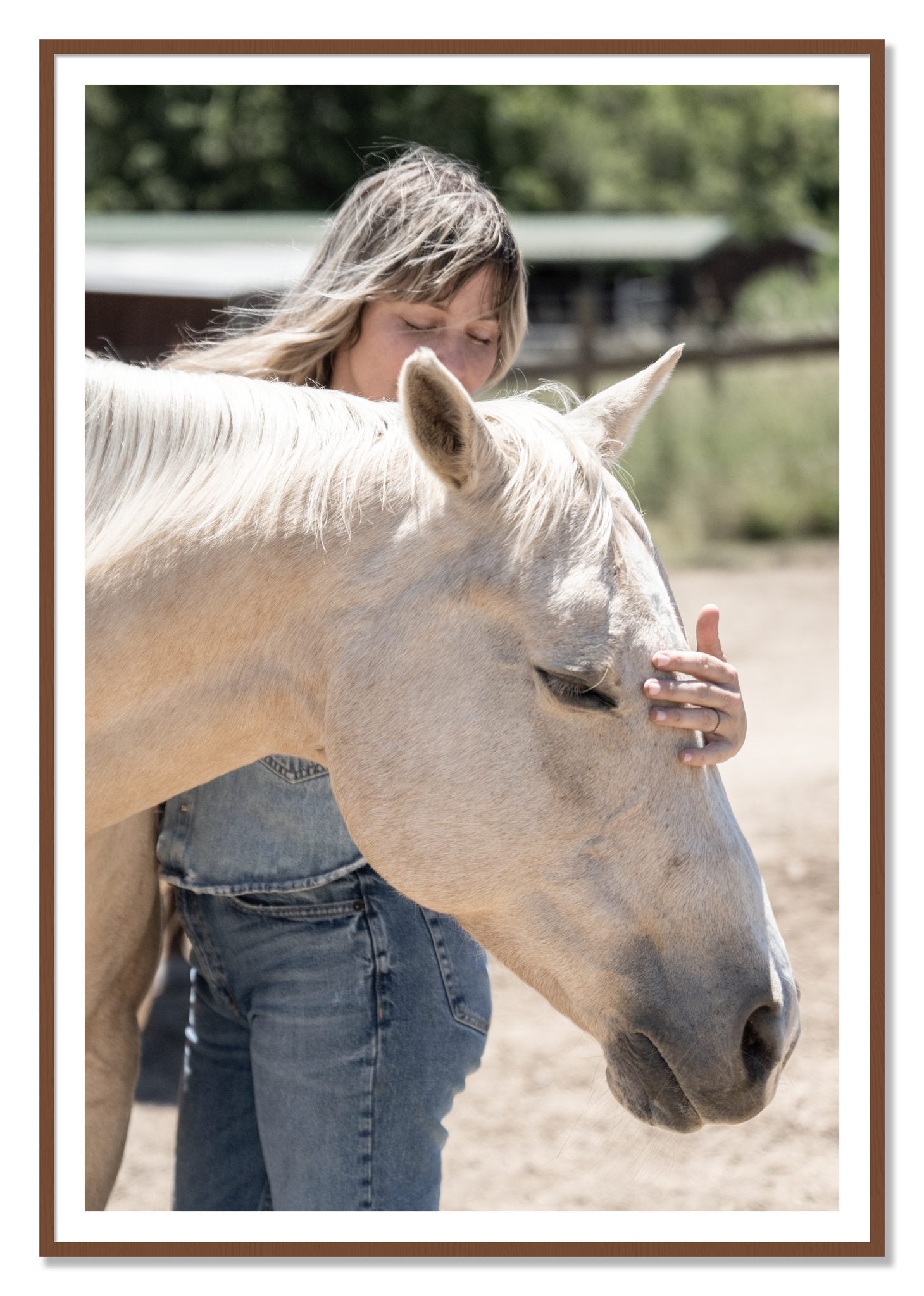 Gentle Touch by Dylan Ozanich, 48×72 print with a White Border in a Walnut frame