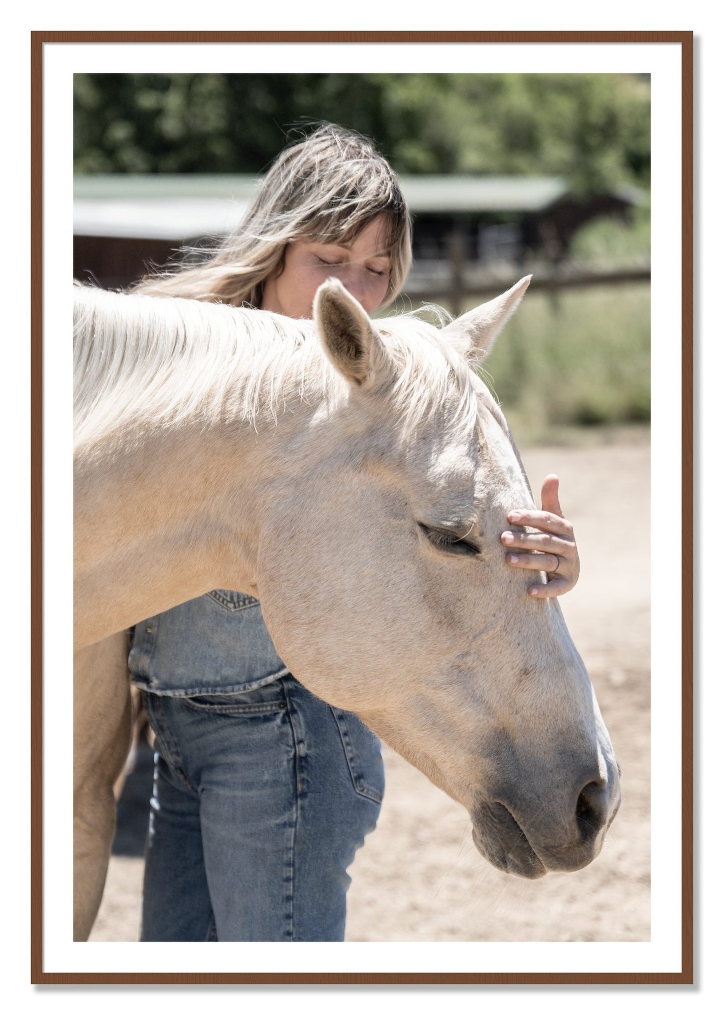 Framed photograph of Gentle Touch by Dylan Ozanich, Walnut frame, Borders