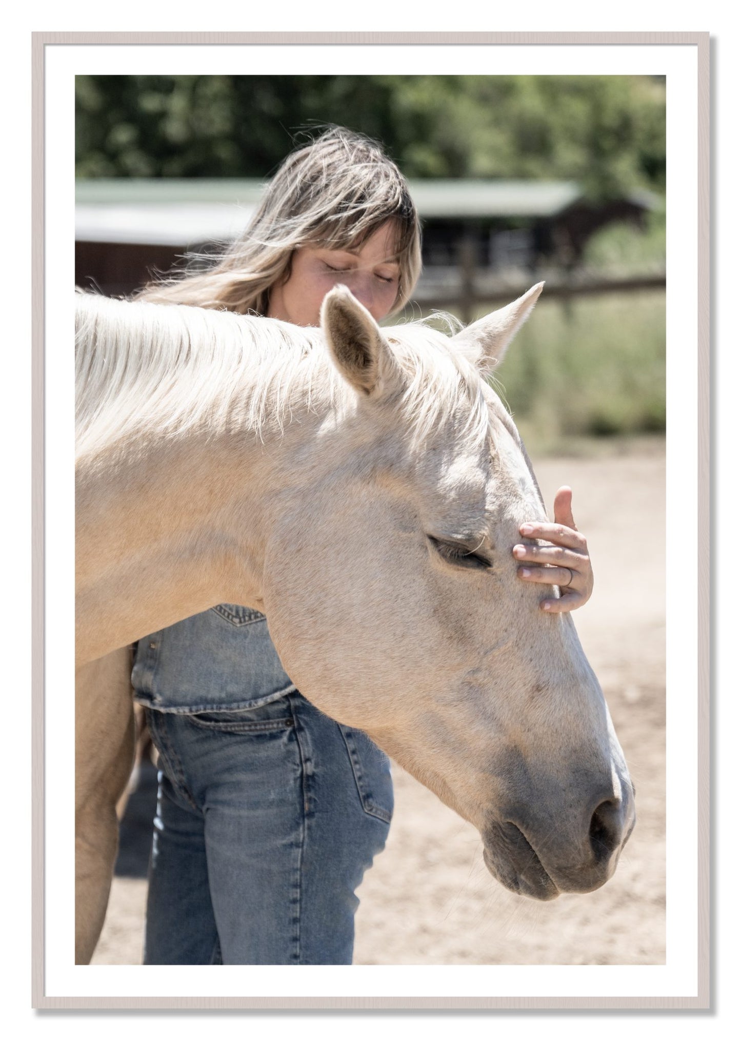 Framed photograph of Gentle Touch by Dylan Ozanich, White Maple frame, Borders
