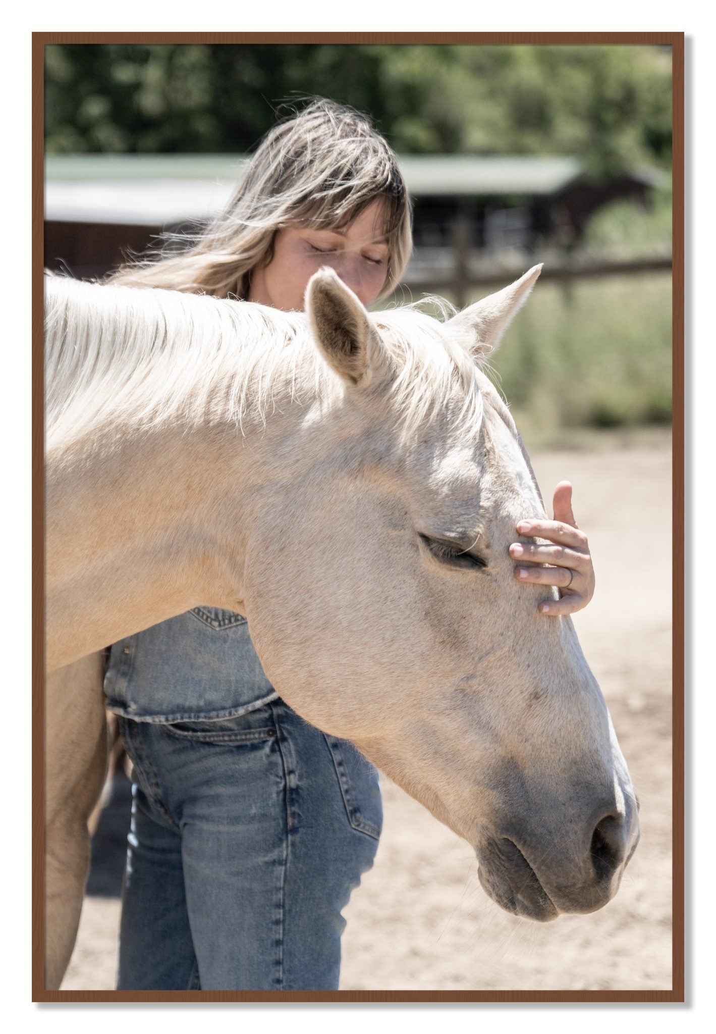 Framed photograph of Gentle Touch by Dylan Ozanich, Walnut frame, Full Bleed