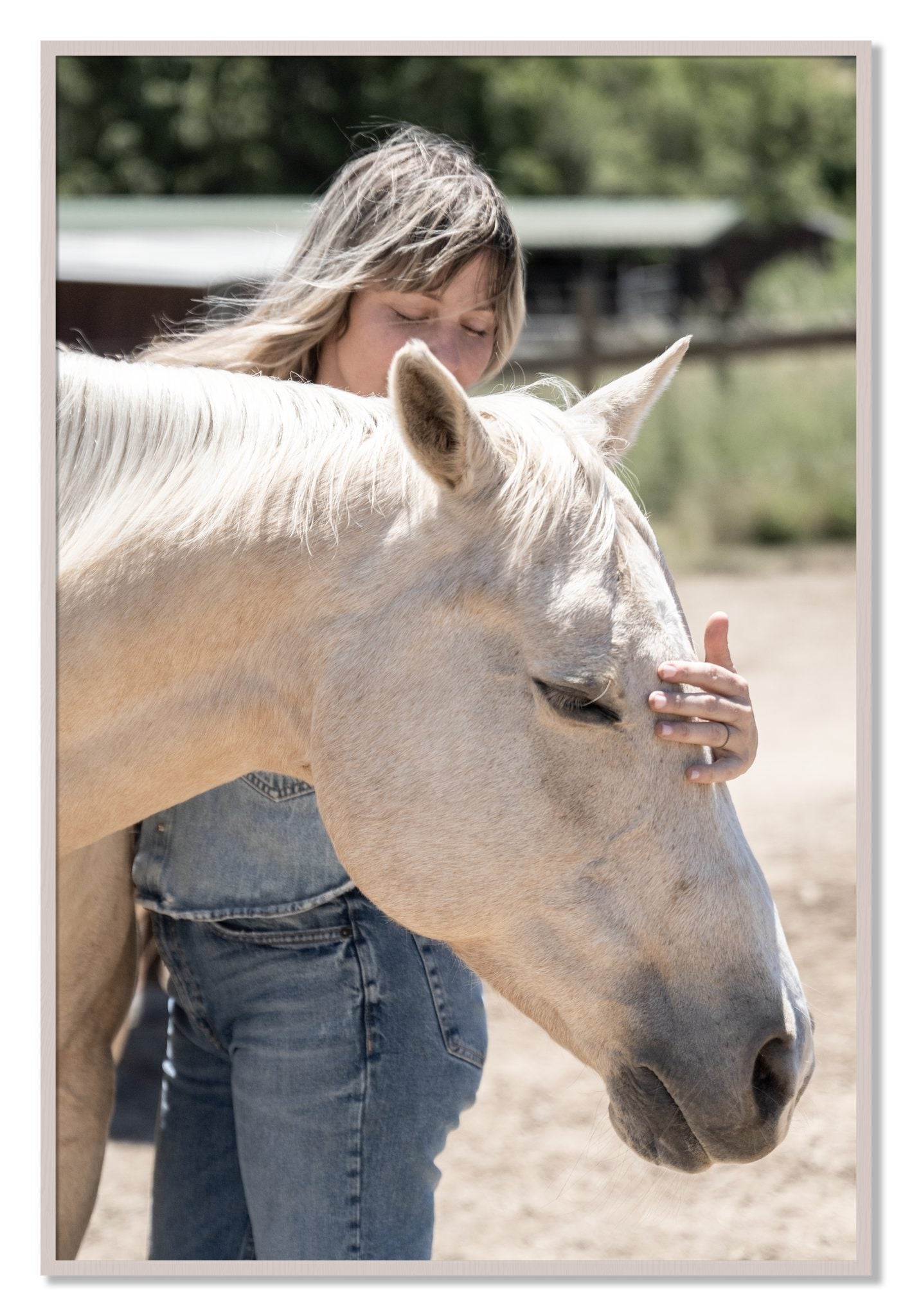 Framed photograph of Gentle Touch by Dylan Ozanich, White Maple frame, Full Bleed