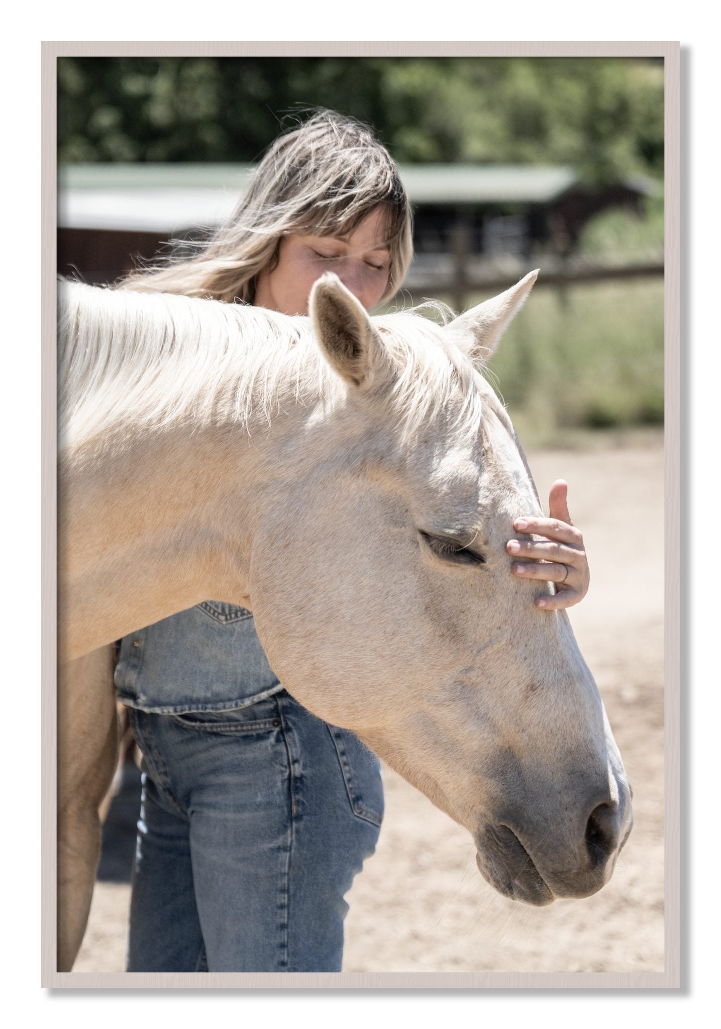Framed photograph of Gentle Touch by Dylan Ozanich, White Maple frame, Full Bleed