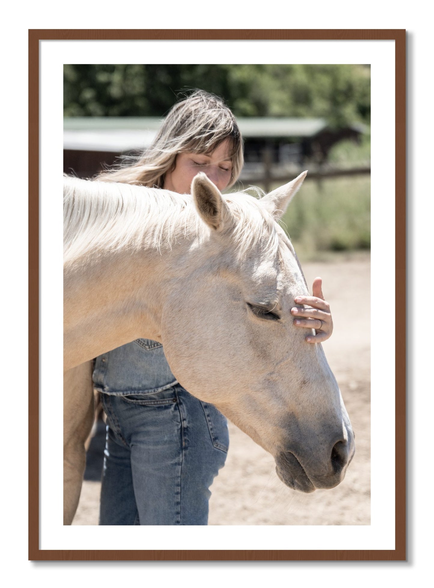 Framed photograph of Gentle Touch by Dylan Ozanich, Walnut frame, Borders