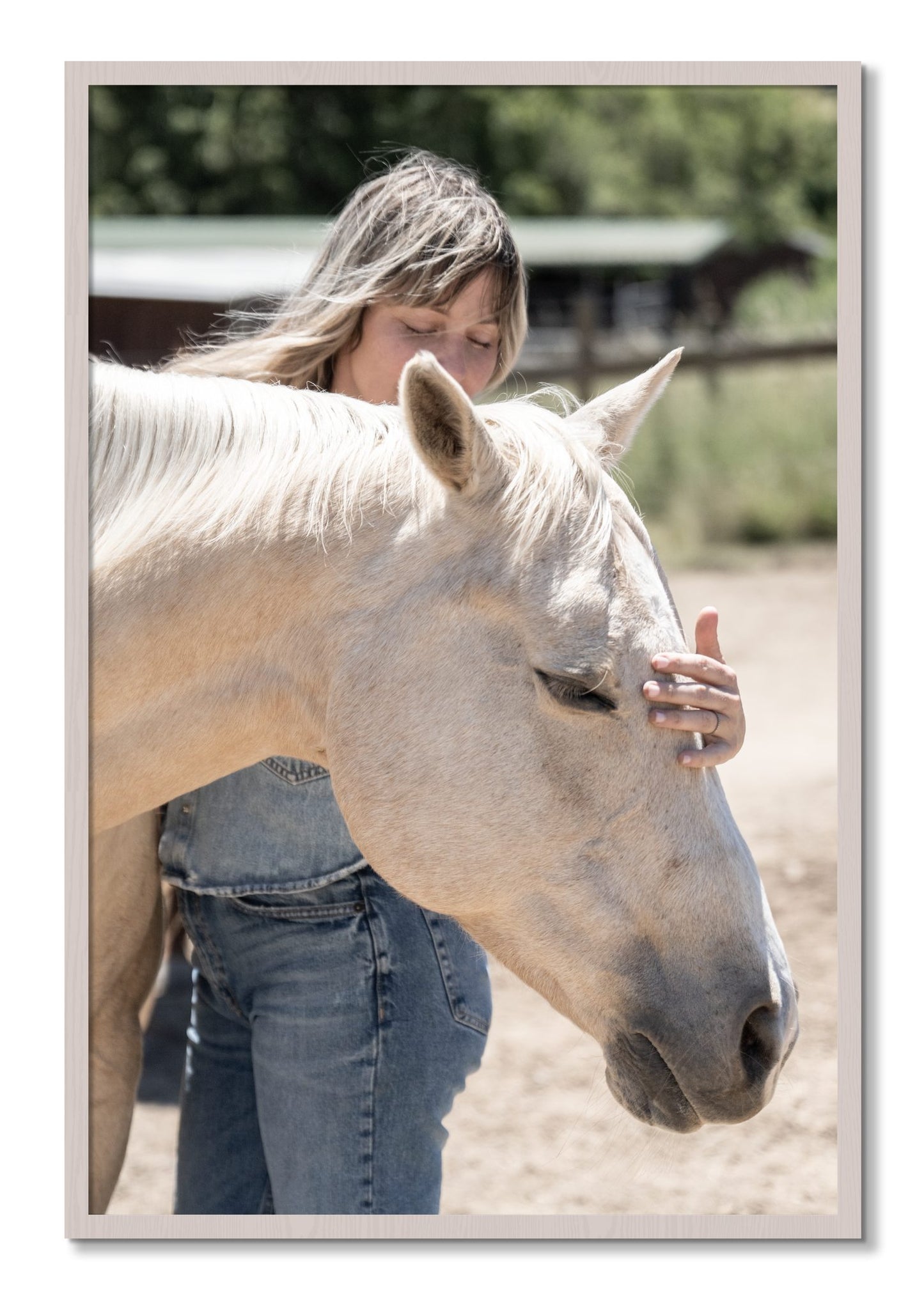 Framed photograph of Gentle Touch by Dylan Ozanich, White Maple frame, Full Bleed