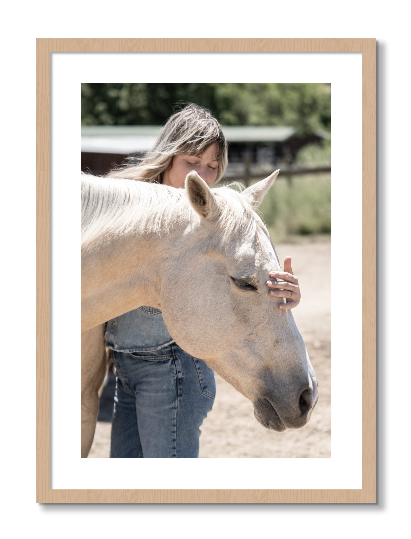 Framed photograph of Gentle Touch by Dylan Ozanich, Oak frame, Borders