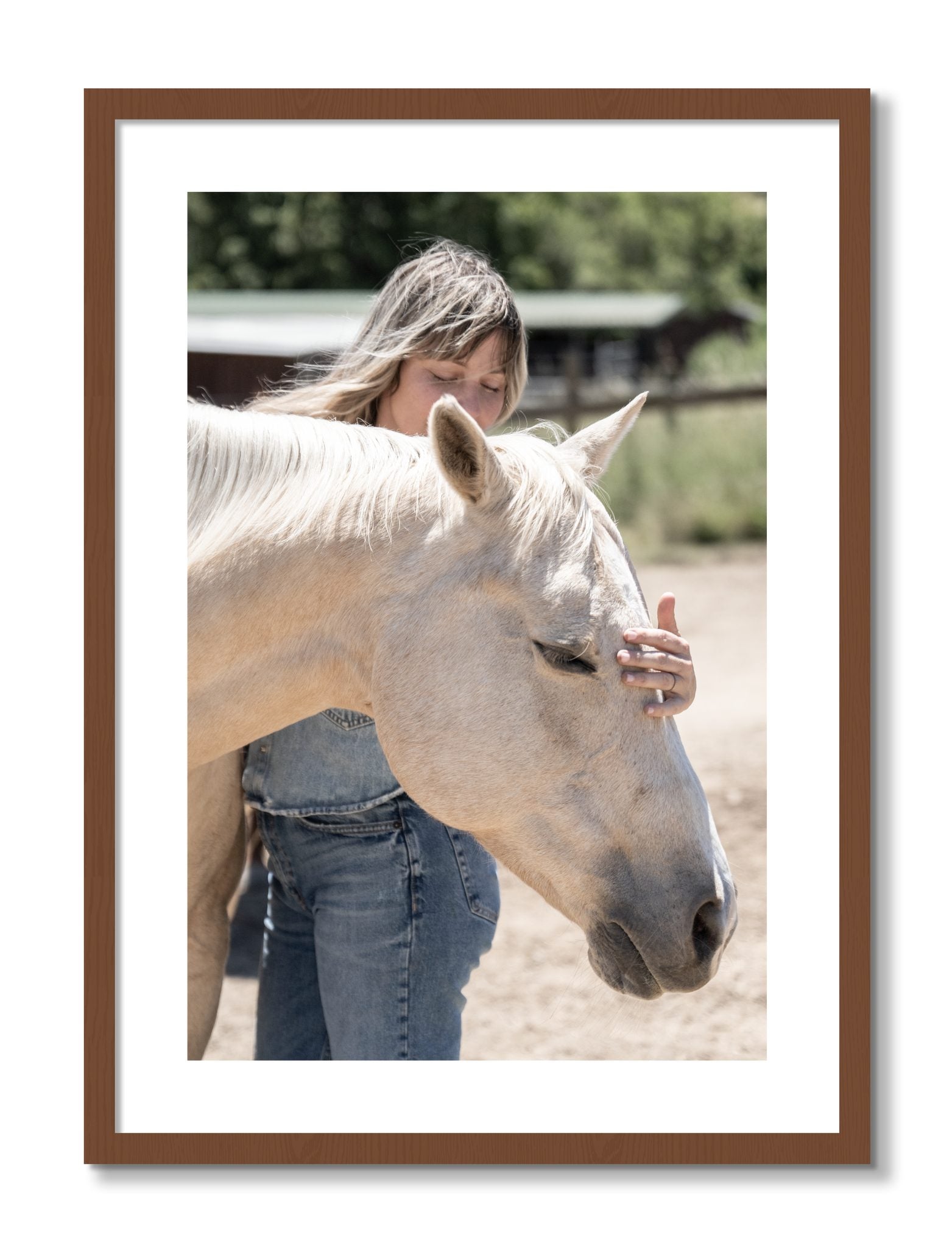 Framed photograph of Gentle Touch by Dylan Ozanich, Walnut frame, Borders