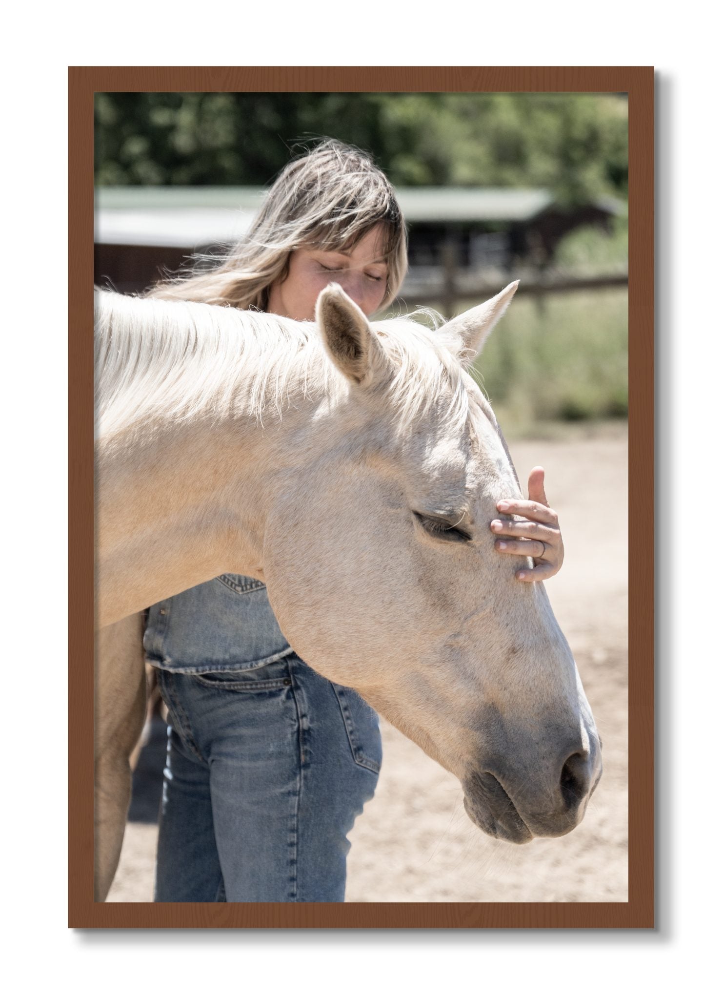 Framed photograph of Gentle Touch by Dylan Ozanich, Walnut frame, Full Bleed