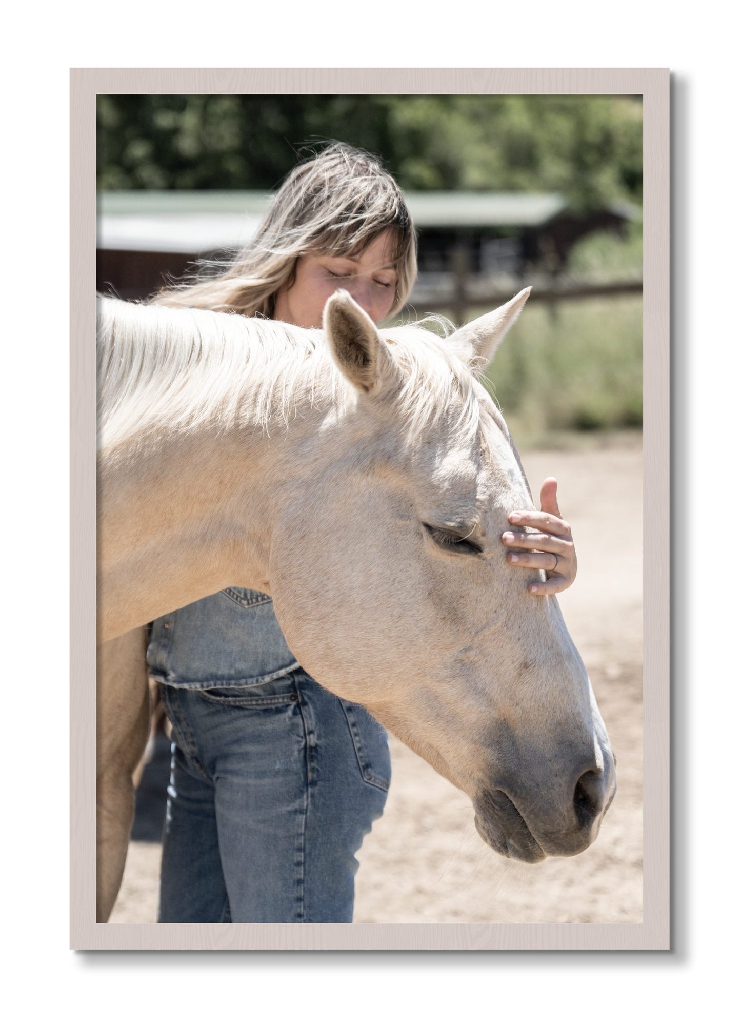 Framed photograph of Gentle Touch by Dylan Ozanich, White Maple frame, Full Bleed