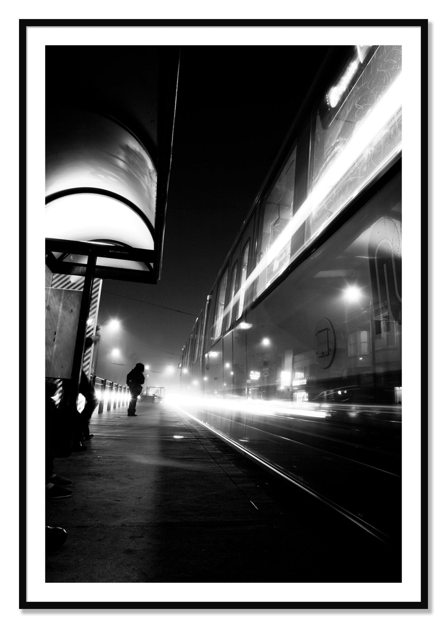Framed photograph of Ghost Train by Dylan Ozanich, Black frame, Borders