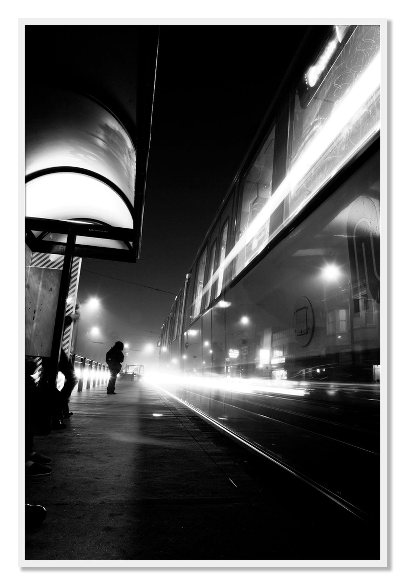Framed photograph of Ghost Train by Dylan Ozanich, White frame, Full Bleed