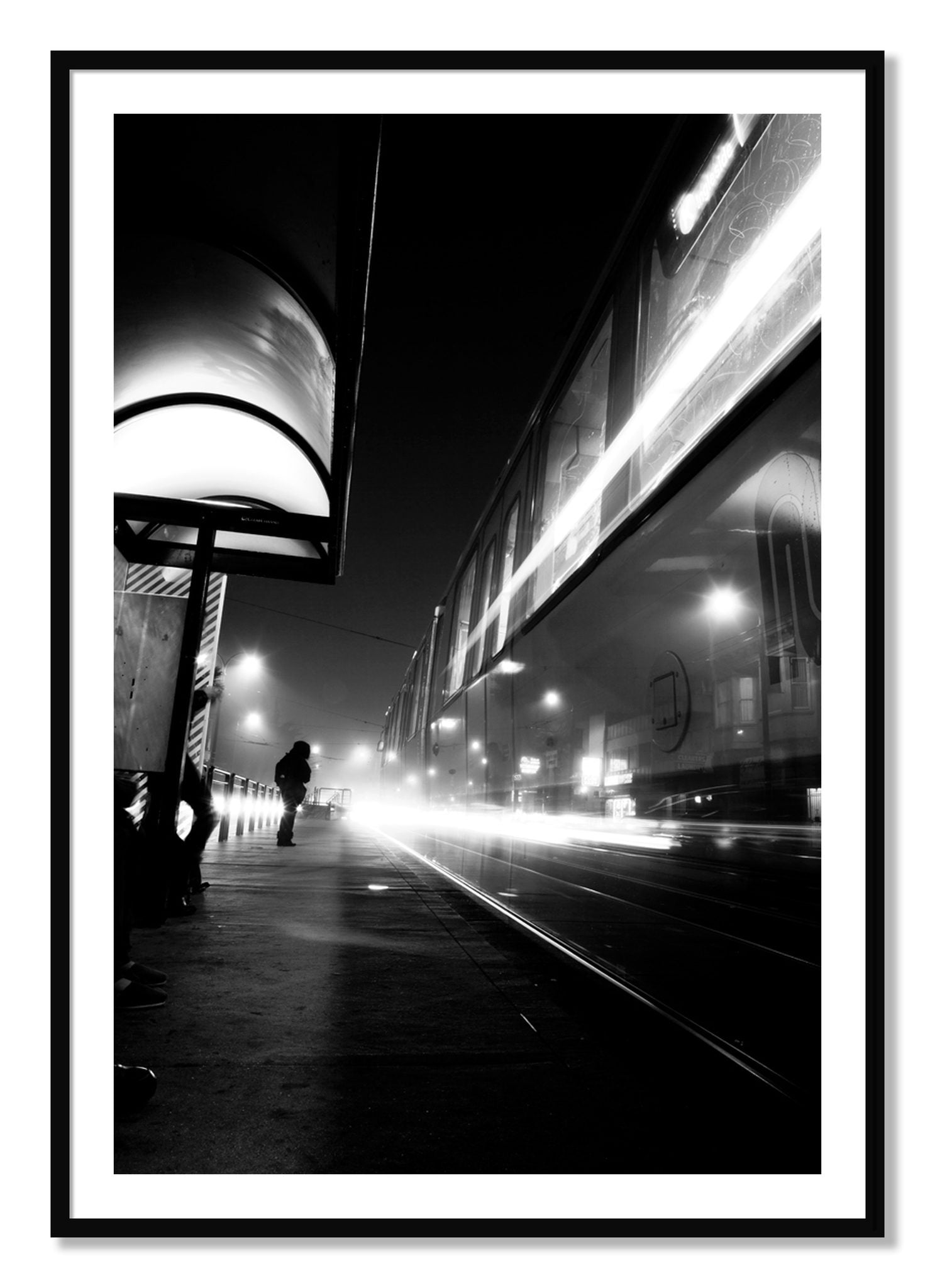 Framed photograph of Ghost Train by Dylan Ozanich, Black frame, Borders