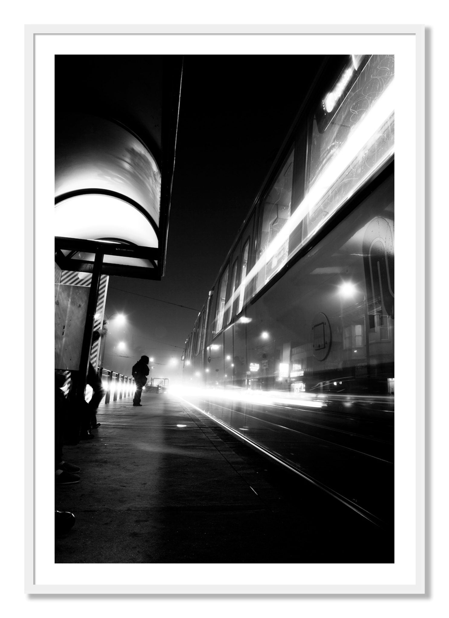 Framed photograph of Ghost Train by Dylan Ozanich, White frame, Borders