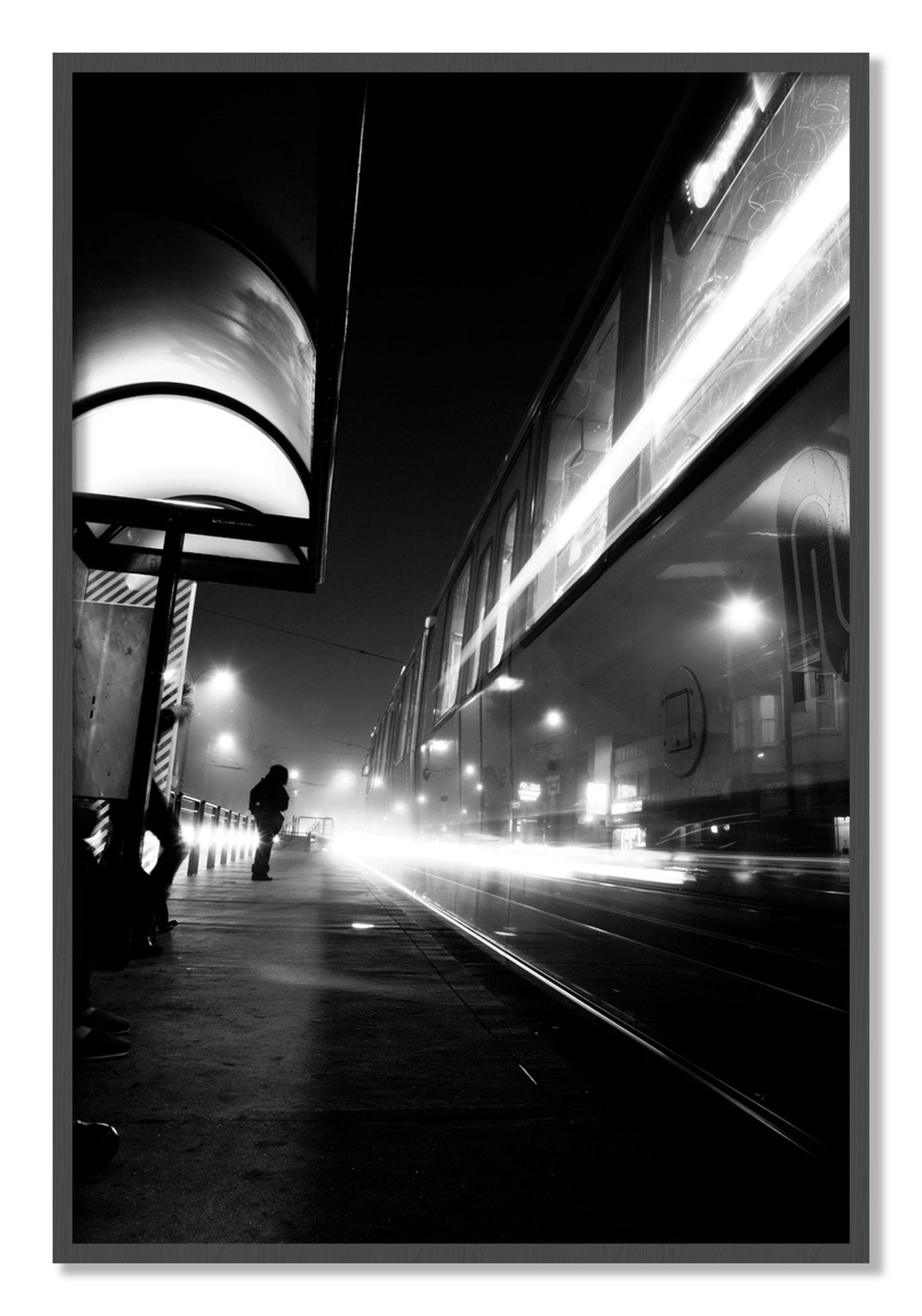 Framed photograph of Ghost Train by Dylan Ozanich, Grey frame, Full Bleed