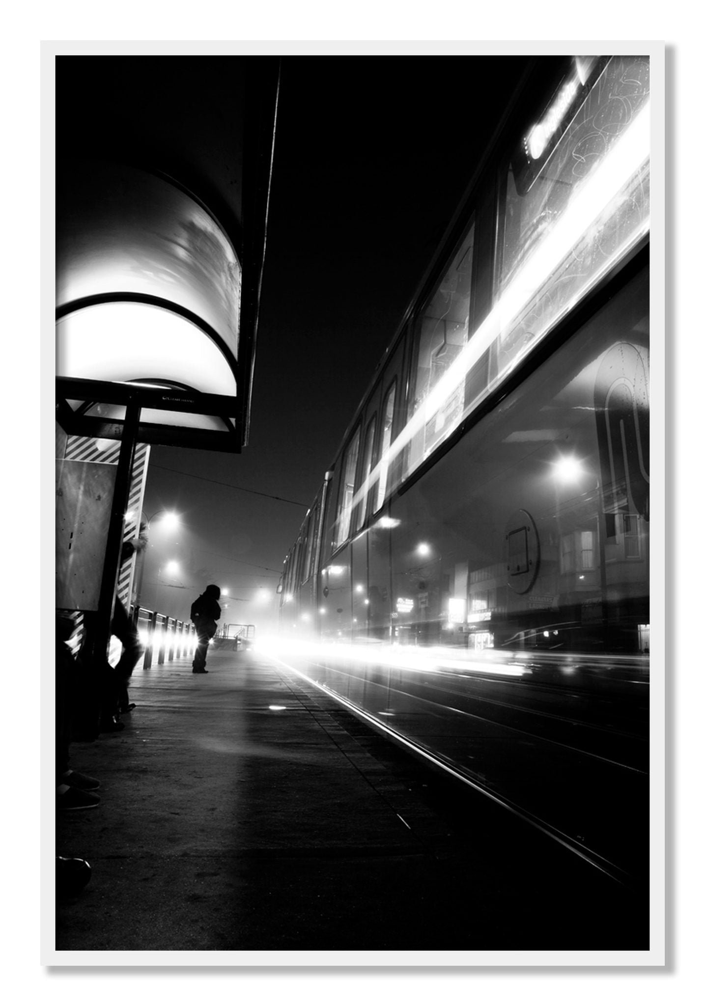 Framed photograph of Ghost Train by Dylan Ozanich, White frame, Full Bleed
