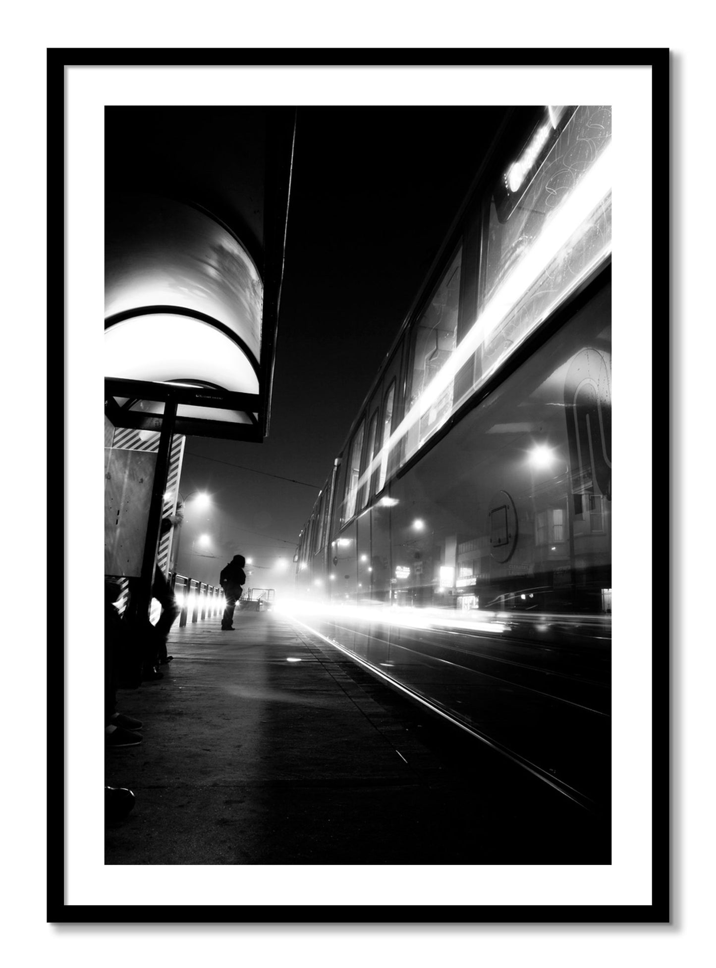 Framed photograph of Ghost Train by Dylan Ozanich, Black frame, Borders