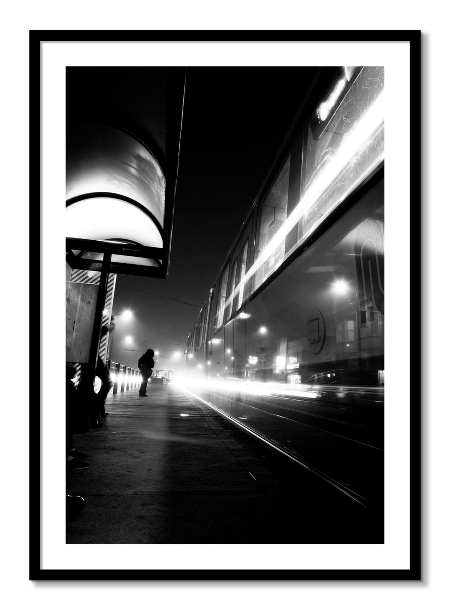 Framed photograph of Ghost Train by Dylan Ozanich, Black frame, Borders