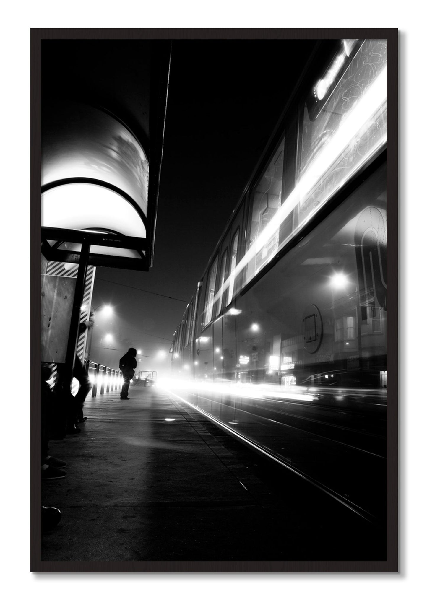 Framed photograph of Ghost Train by Dylan Ozanich, Black Walnut frame, Full Bleed