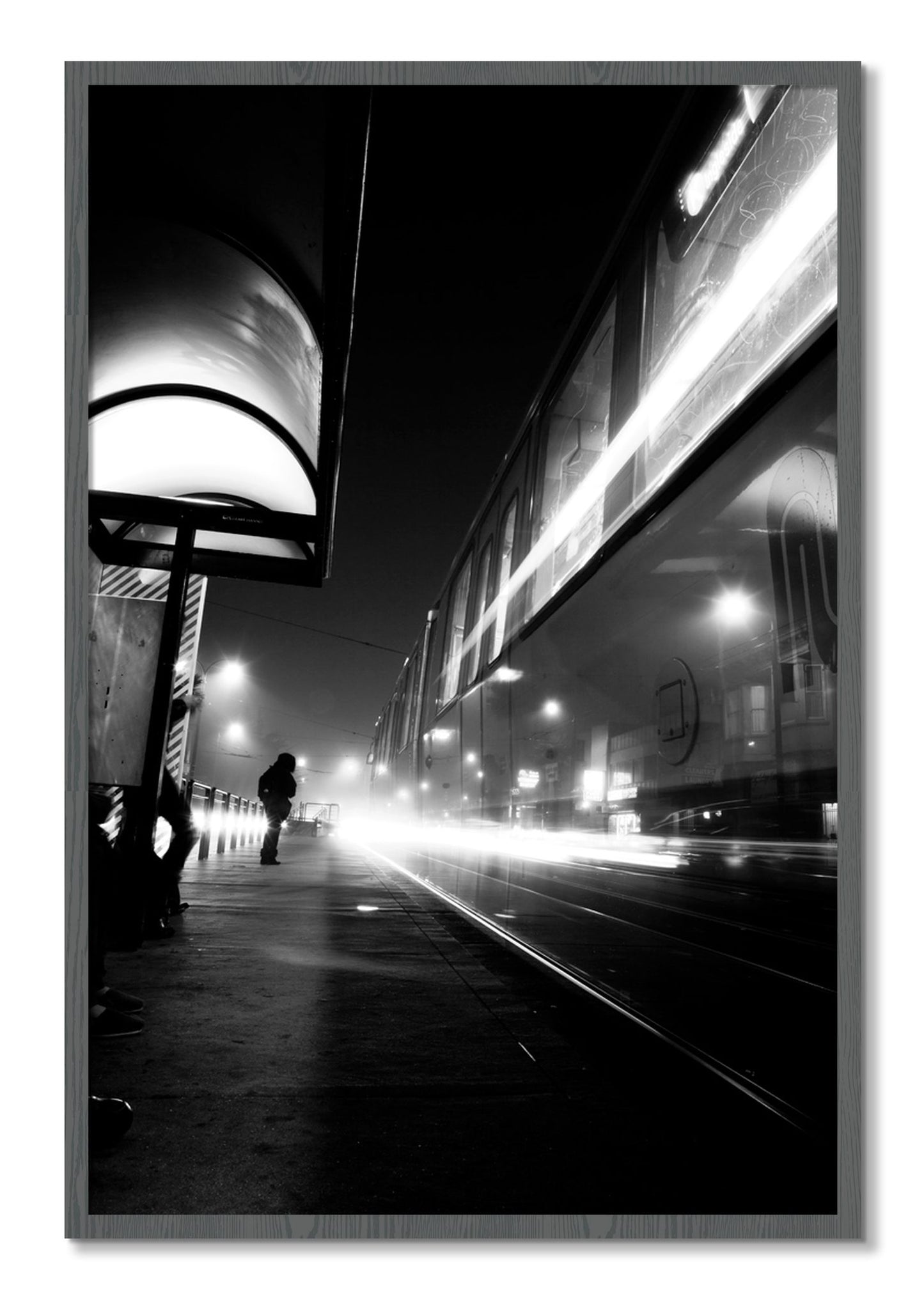 Framed photograph of Ghost Train by Dylan Ozanich, Grey frame, Full Bleed