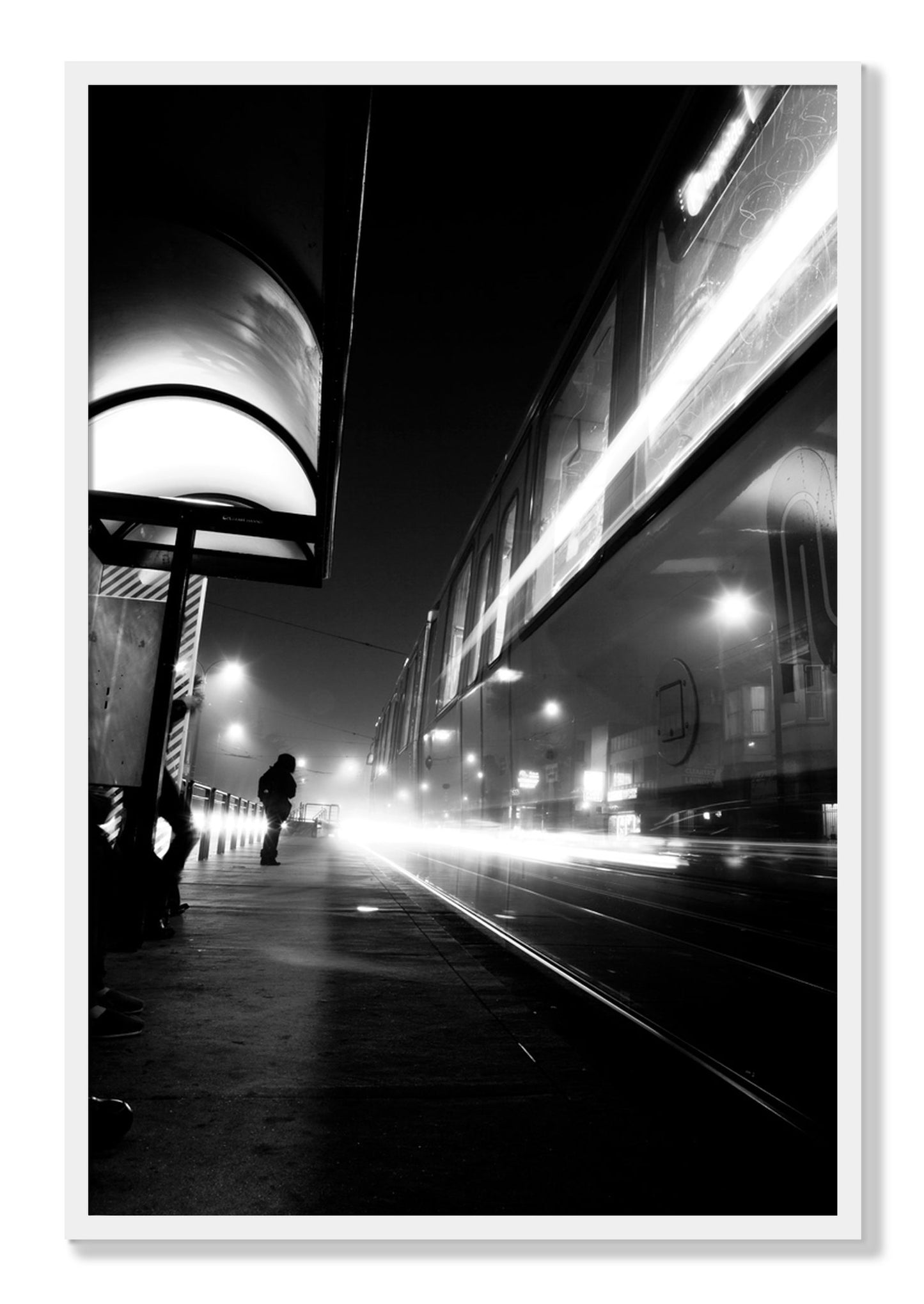 Framed photograph of Ghost Train by Dylan Ozanich, White frame, Full Bleed
