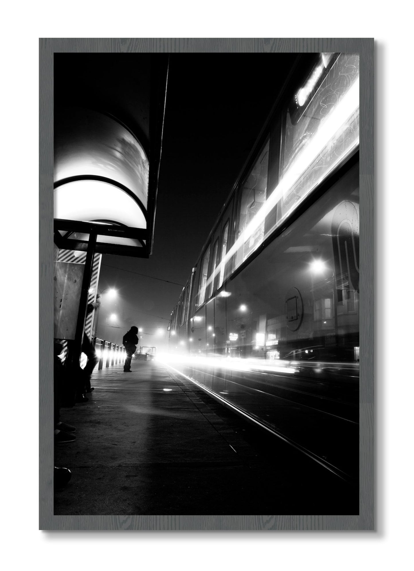Framed photograph of Ghost Train by Dylan Ozanich, Grey frame, Full Bleed