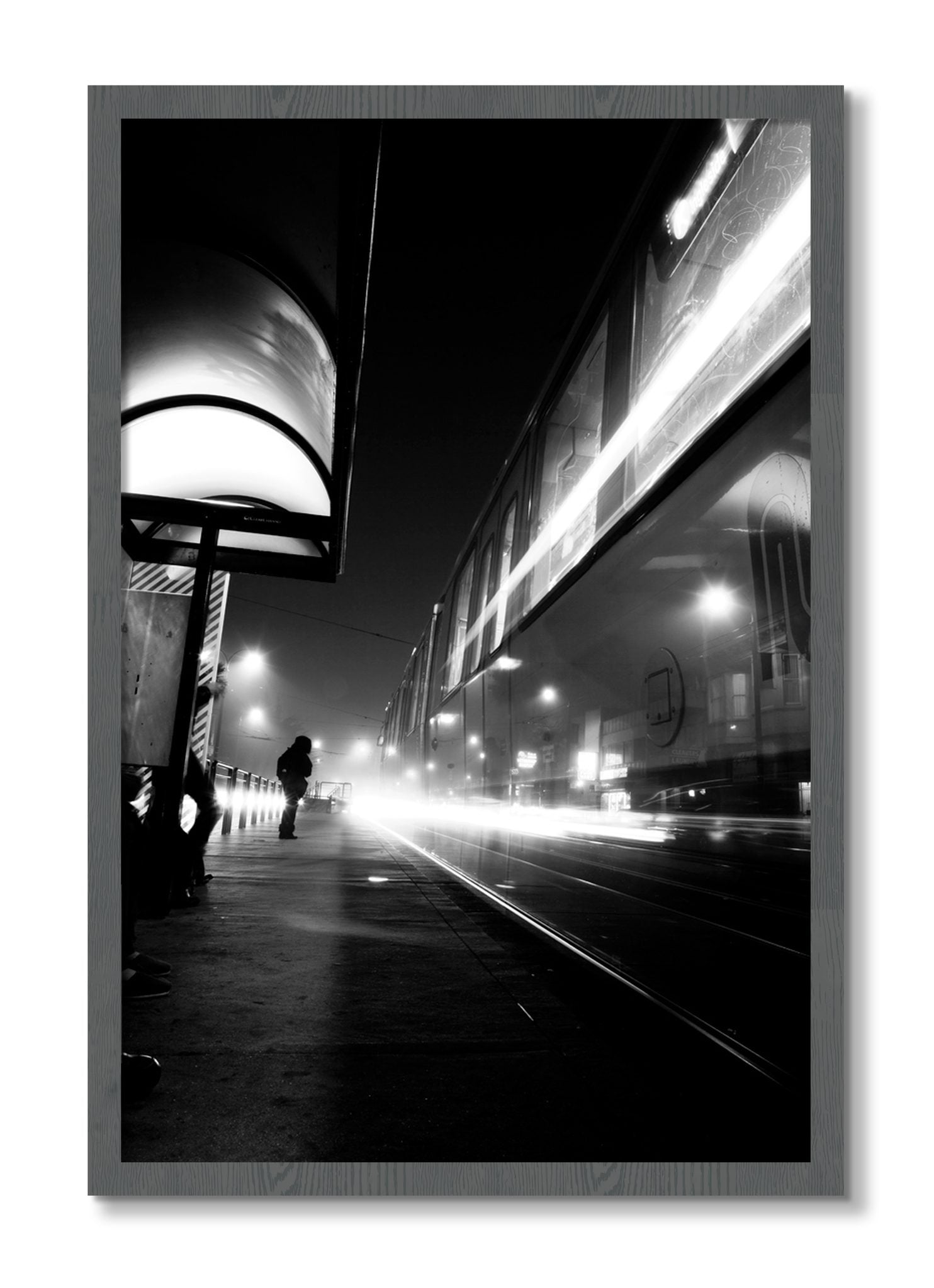 Framed photograph of Ghost Train by Dylan Ozanich, Grey frame, Full Bleed