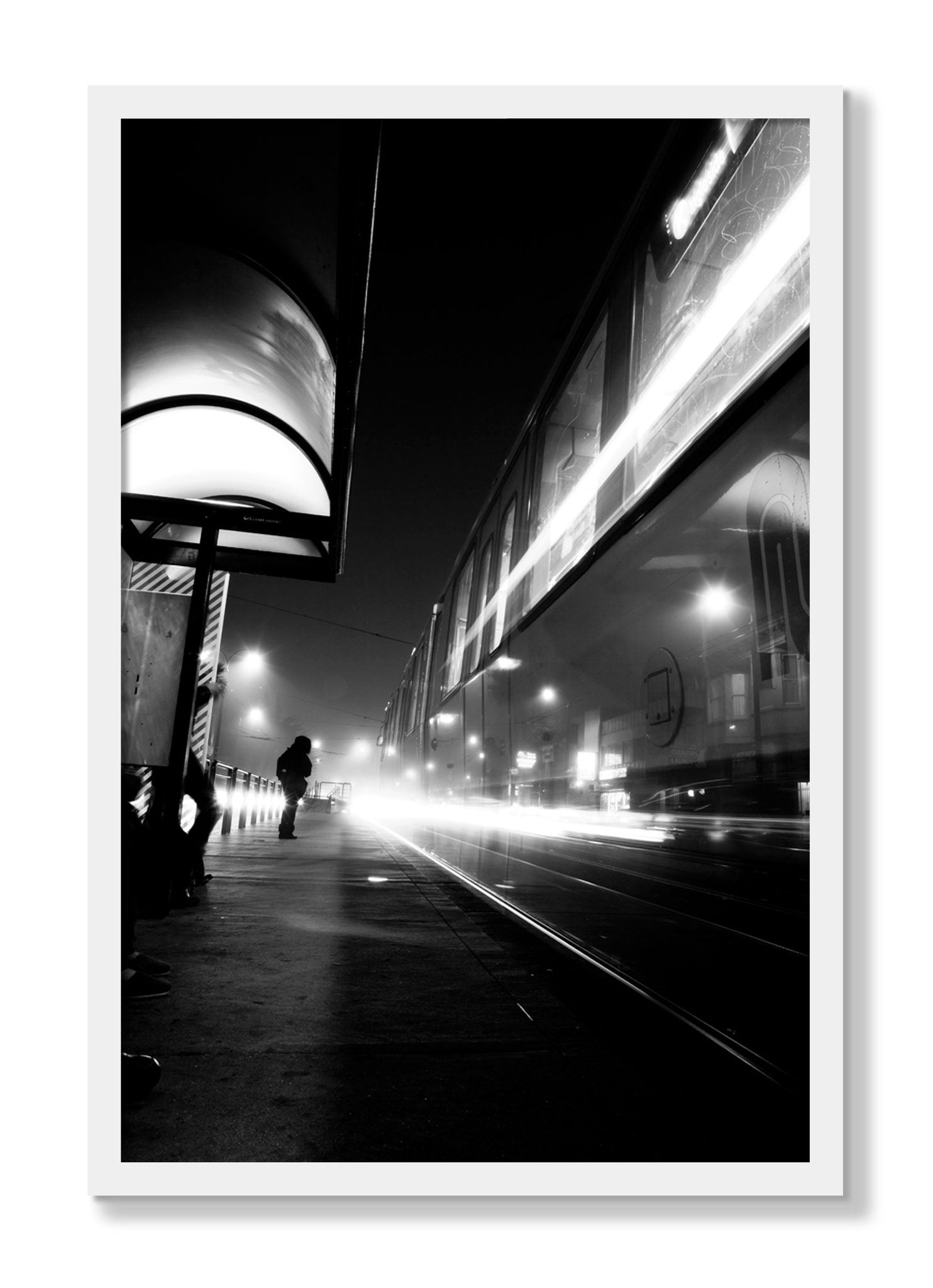 Framed photograph of Ghost Train by Dylan Ozanich, White frame, Full Bleed