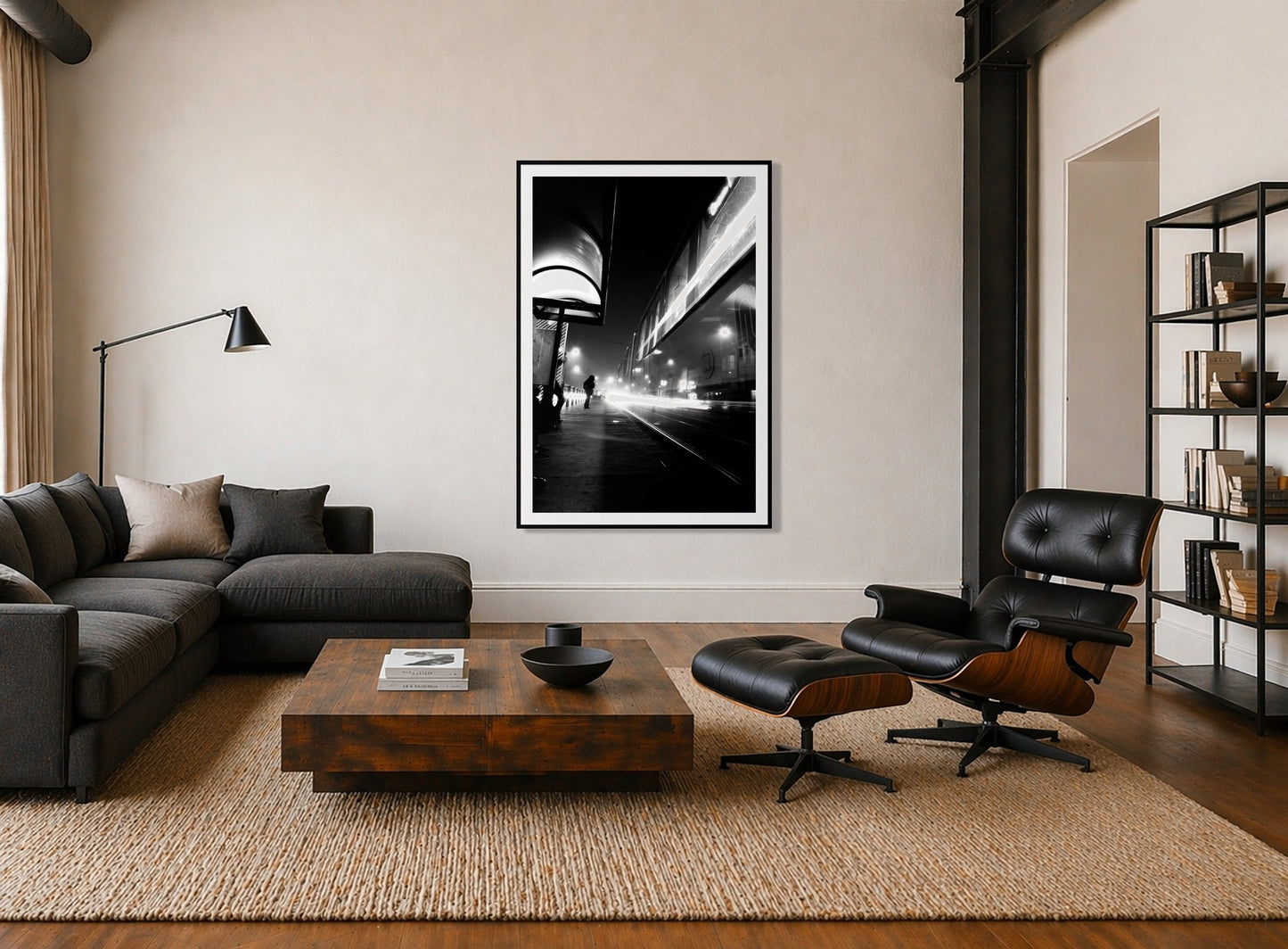 Framed photograph of Ghost Train by Dylan Ozanich displayed on a wall