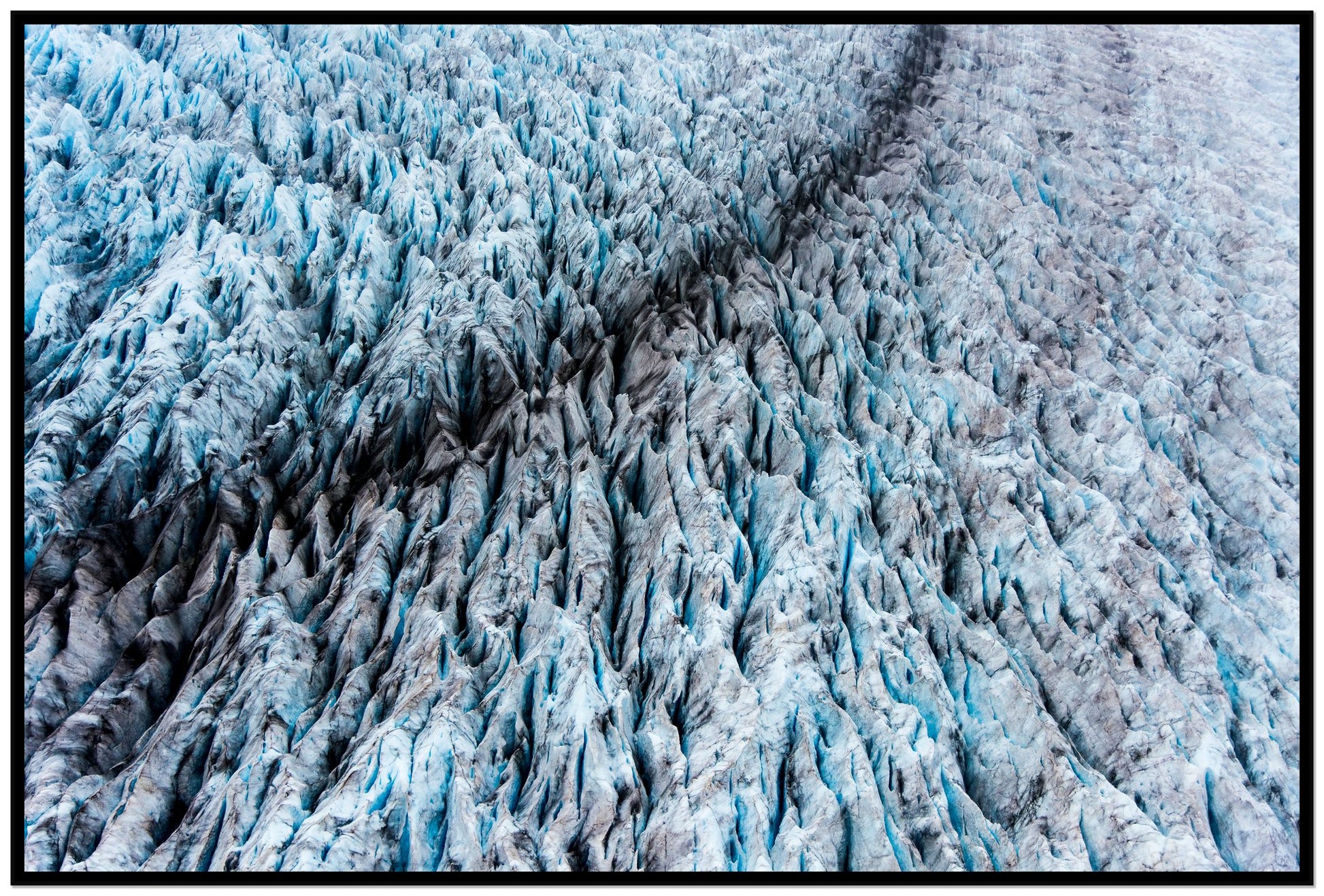 Glacier by Dylan Ozanich, 48×72 Full Bleed Print in a Black frame