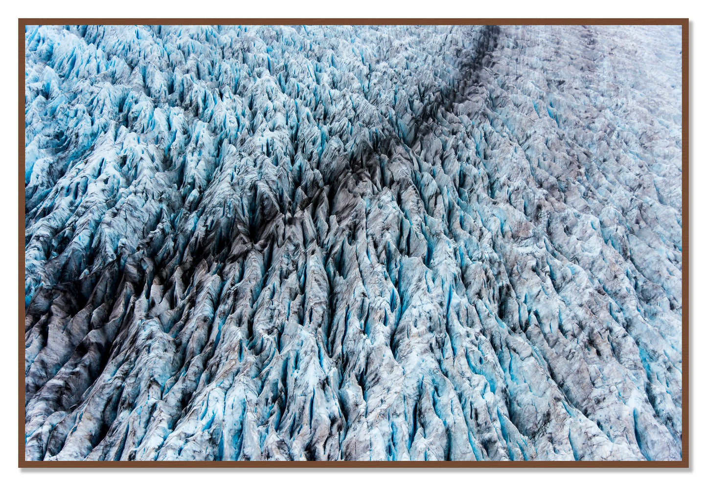 Glacier by Dylan Ozanich, 48×72 Full Bleed Print in a Walnut frame