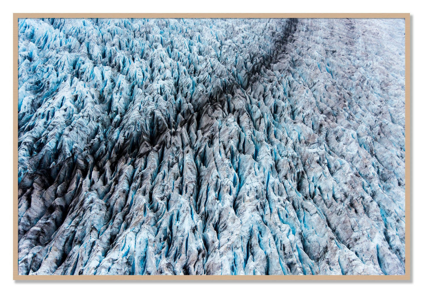 Framed photograph of Glacier by Dylan Ozanich, Oak frame, Full Bleed