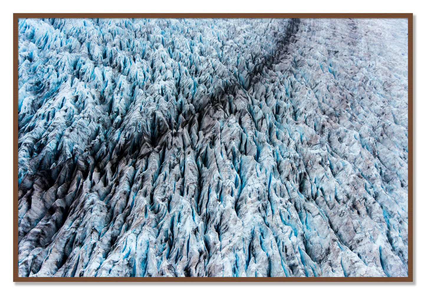 Framed photograph of Glacier by Dylan Ozanich, Walnut frame, Full Bleed