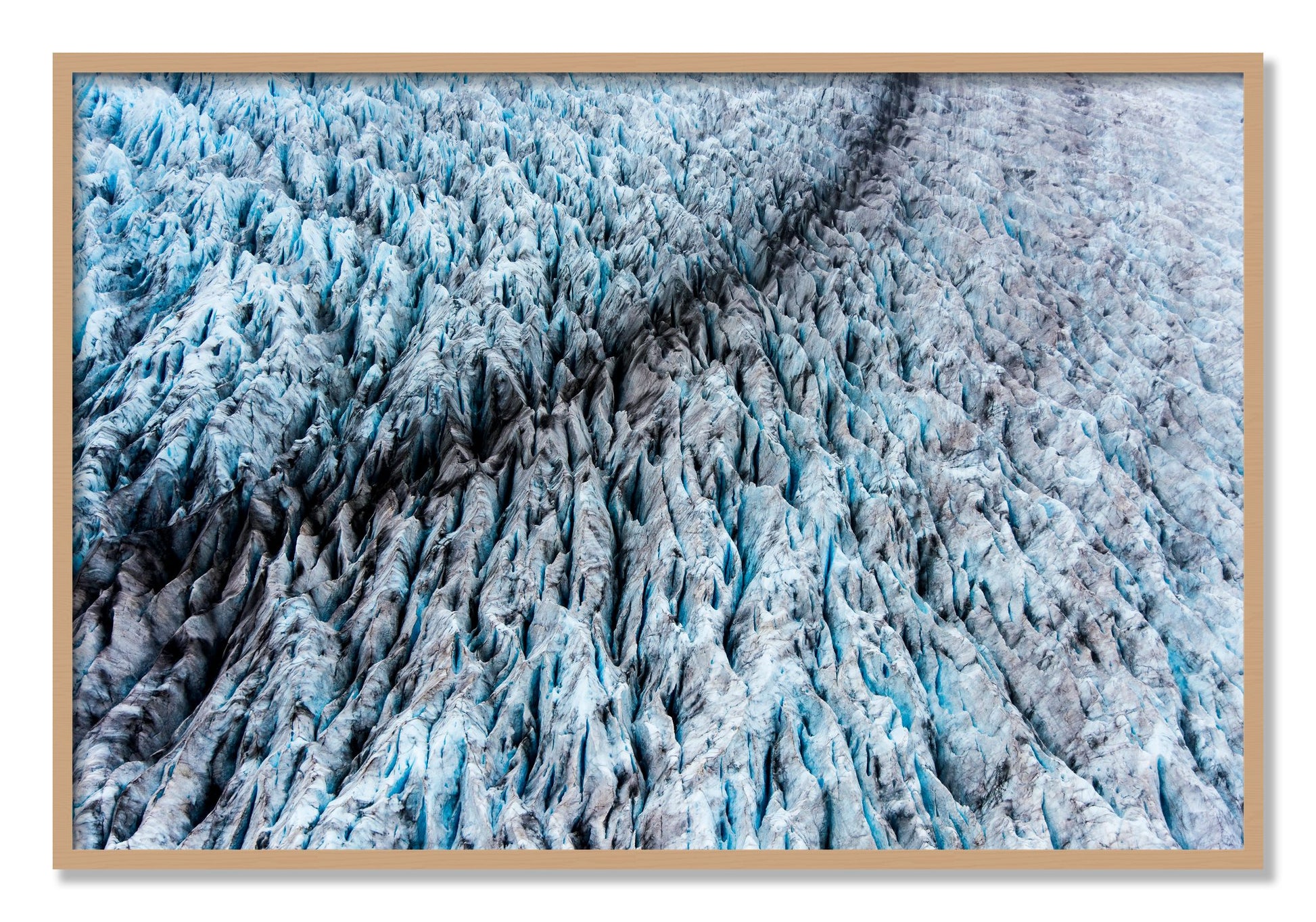 Framed photograph of Glacier by Dylan Ozanich, Oak frame, Full Bleed