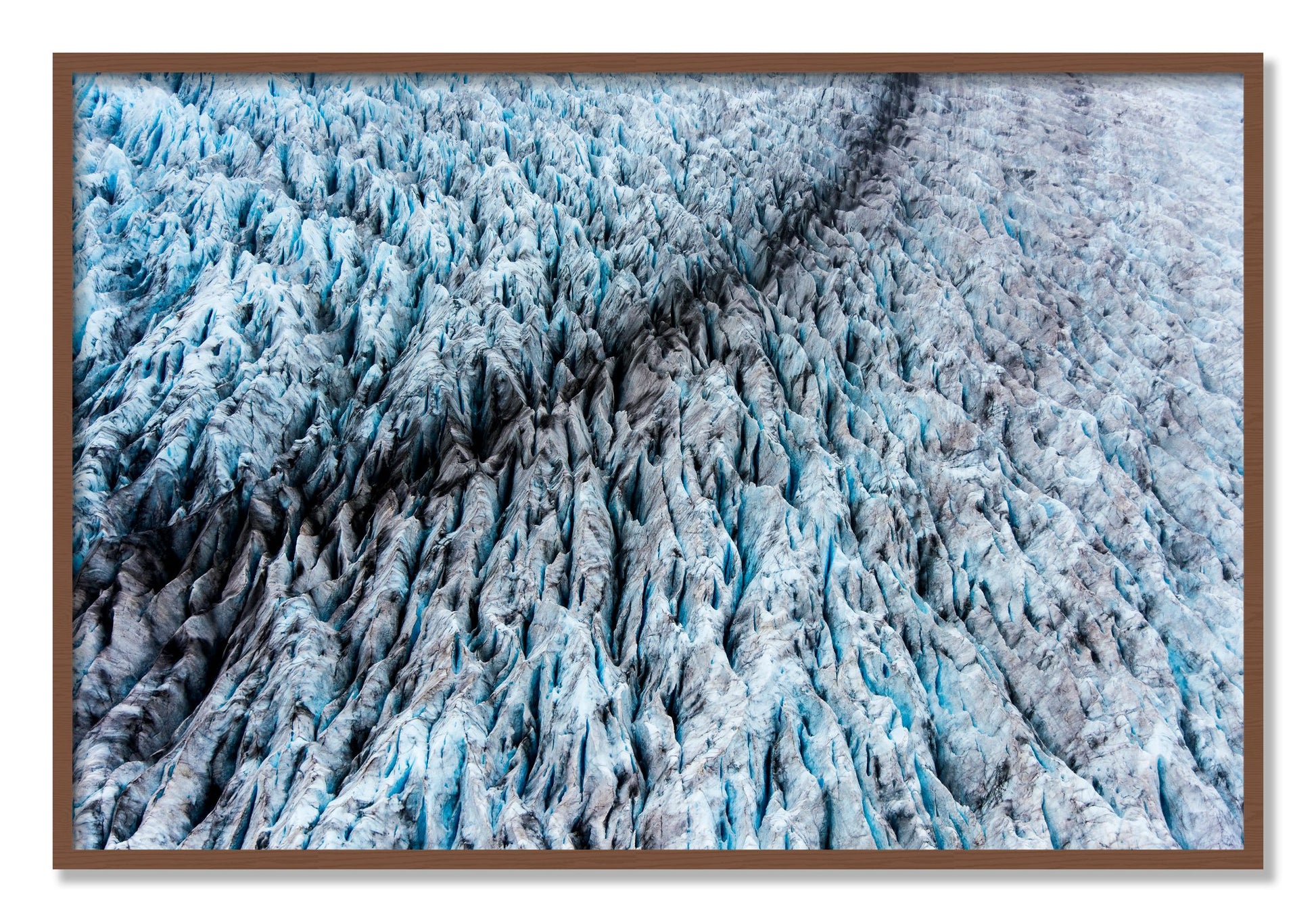 Framed photograph of Glacier by Dylan Ozanich, Walnut frame, Full Bleed