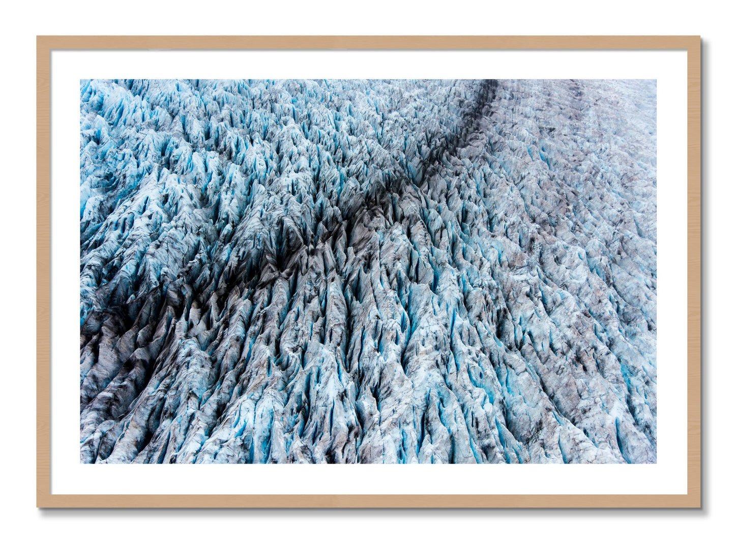Framed photograph of Glacier by Dylan Ozanich, Oak frame, Borders
