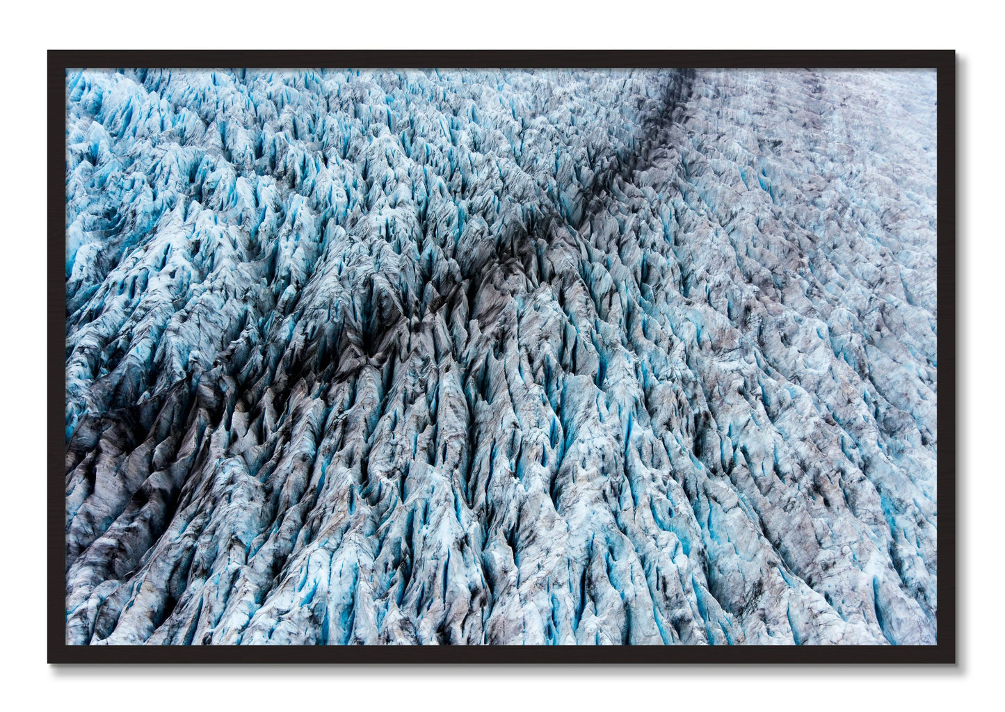 Framed photograph of Glacier by Dylan Ozanich, Black Walnut frame, Full Bleed