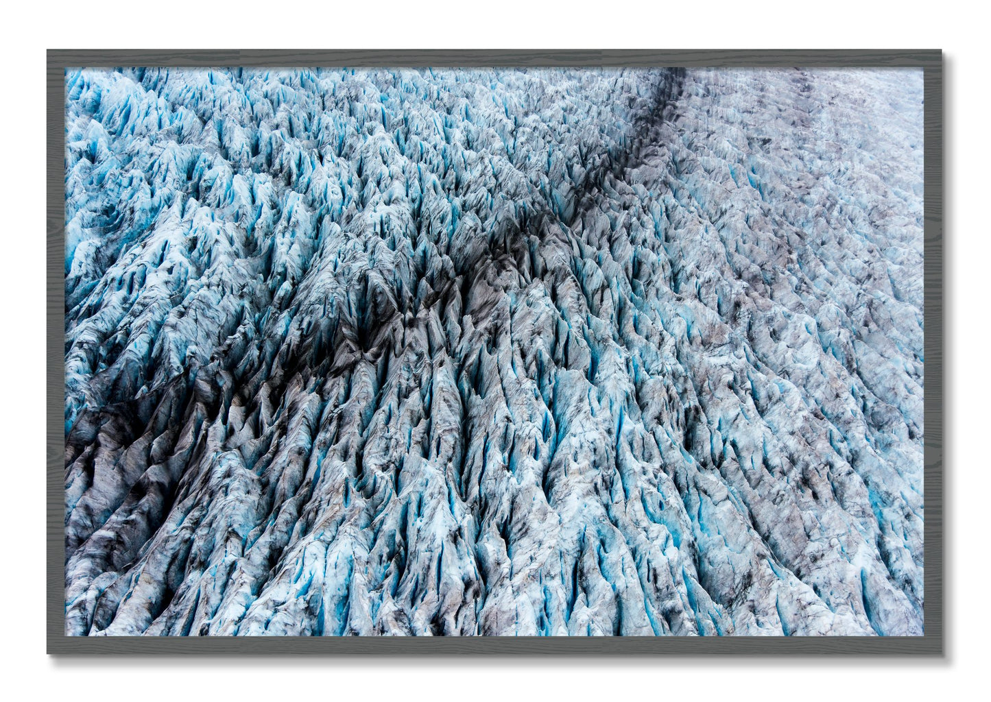 Framed photograph of Glacier by Dylan Ozanich, Grey frame, Full Bleed