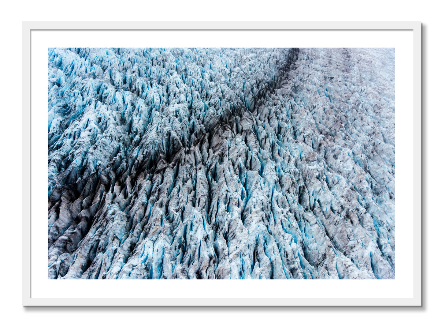 Framed photograph of Glacier by Dylan Ozanich, White frame, Full Bleed
