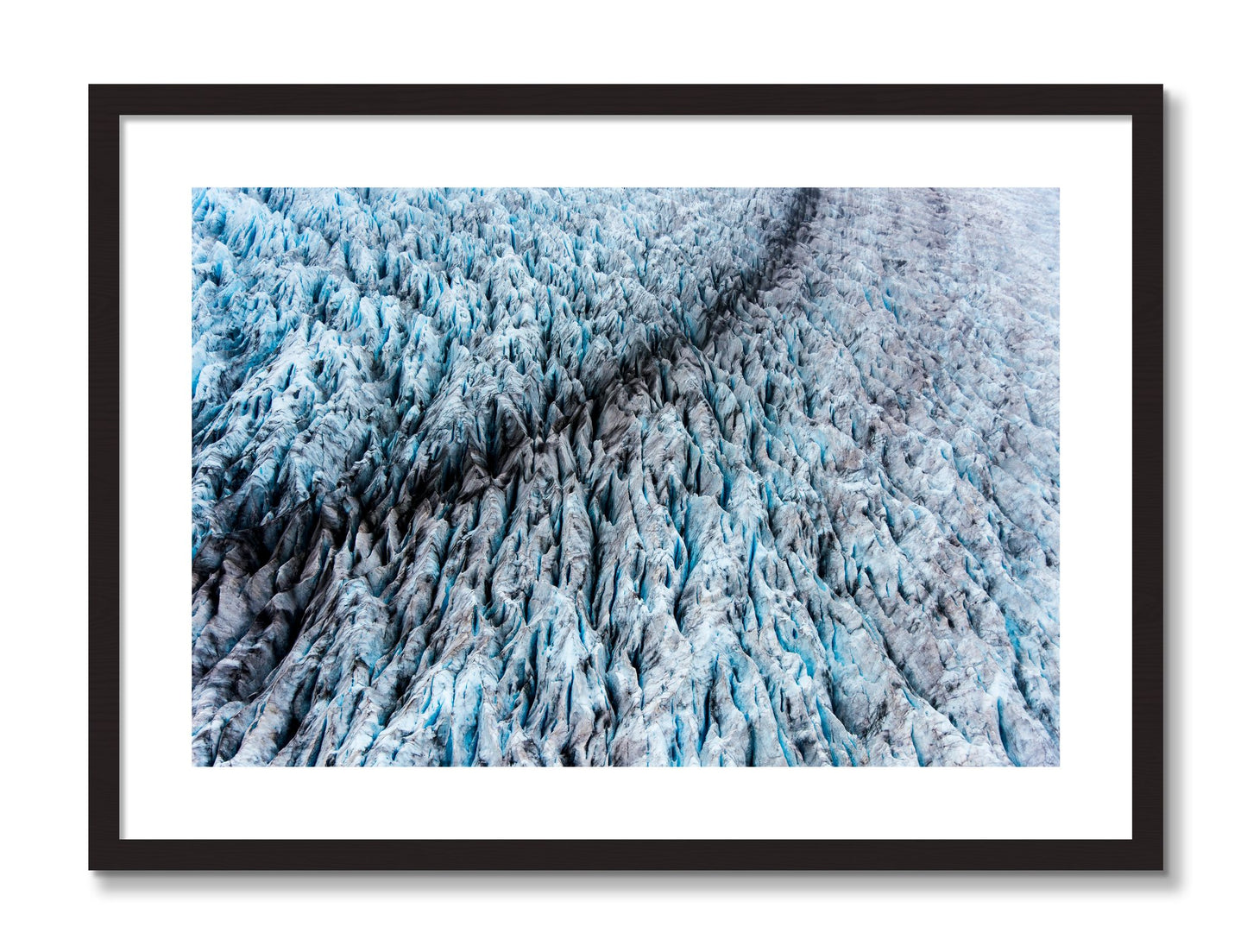 Framed photograph of Glacier by Dylan Ozanich, Black Walnut frame, Borders