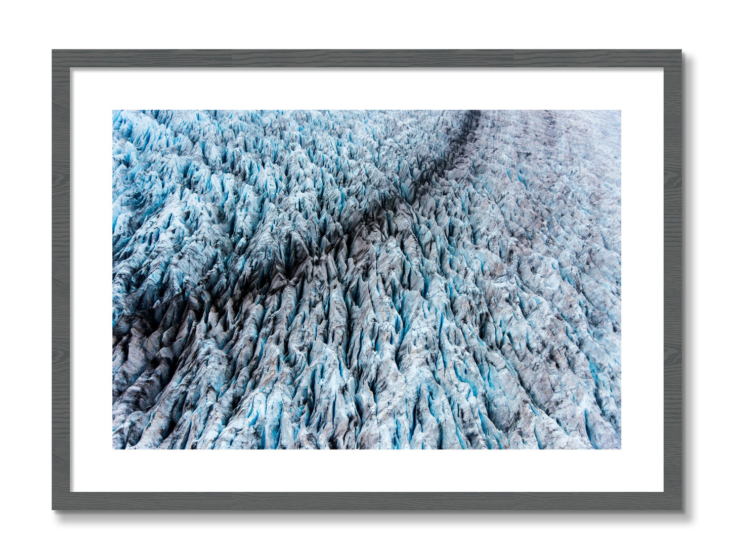 Framed photograph of Glacier by Dylan Ozanich, Grey frame, Borders