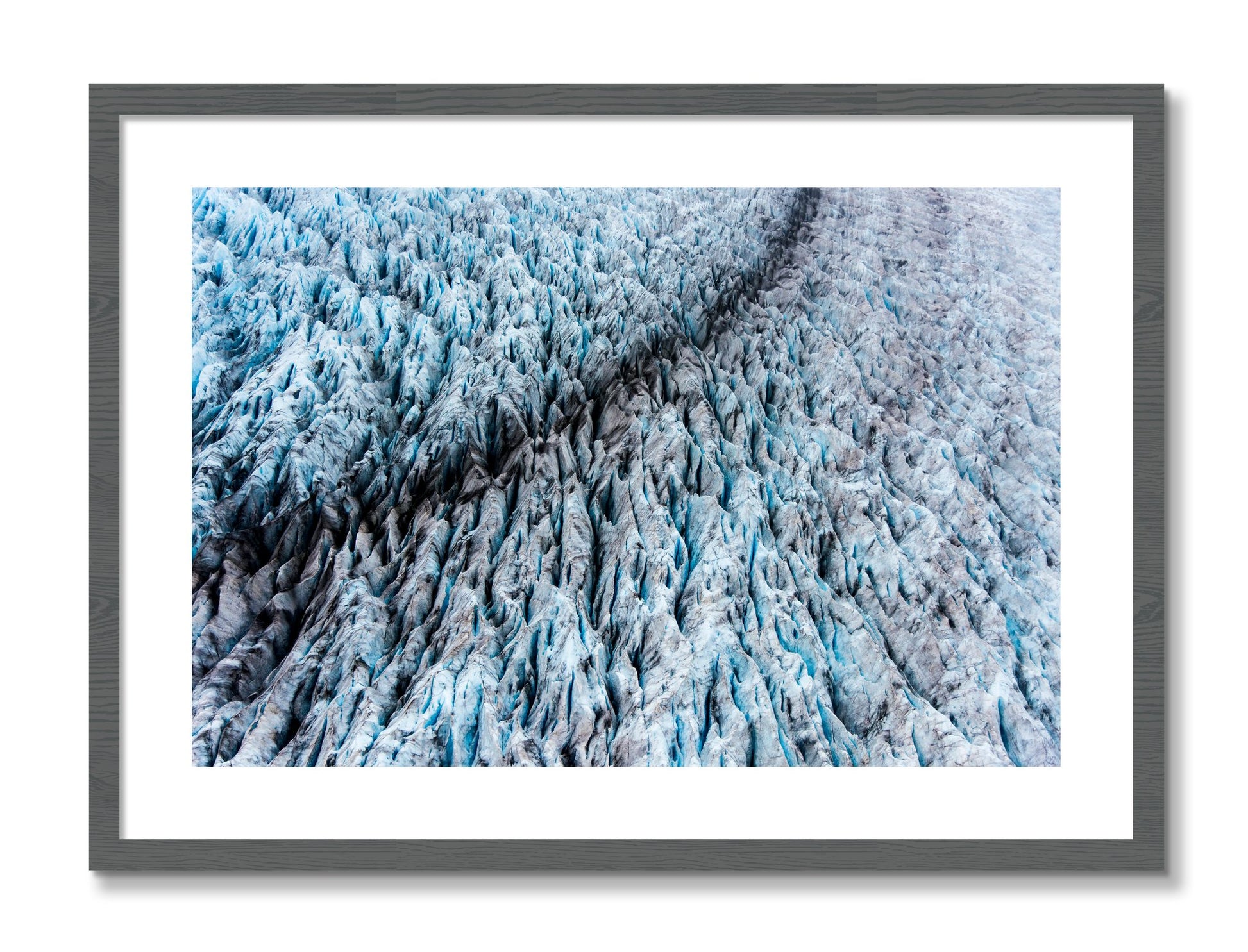 Framed photograph of Glacier by Dylan Ozanich, Grey frame, Borders